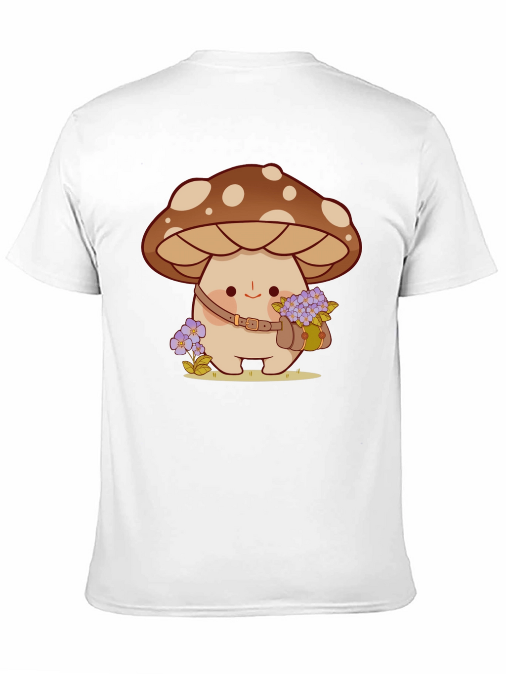 Cute Mushroom Character Black T-Shirt