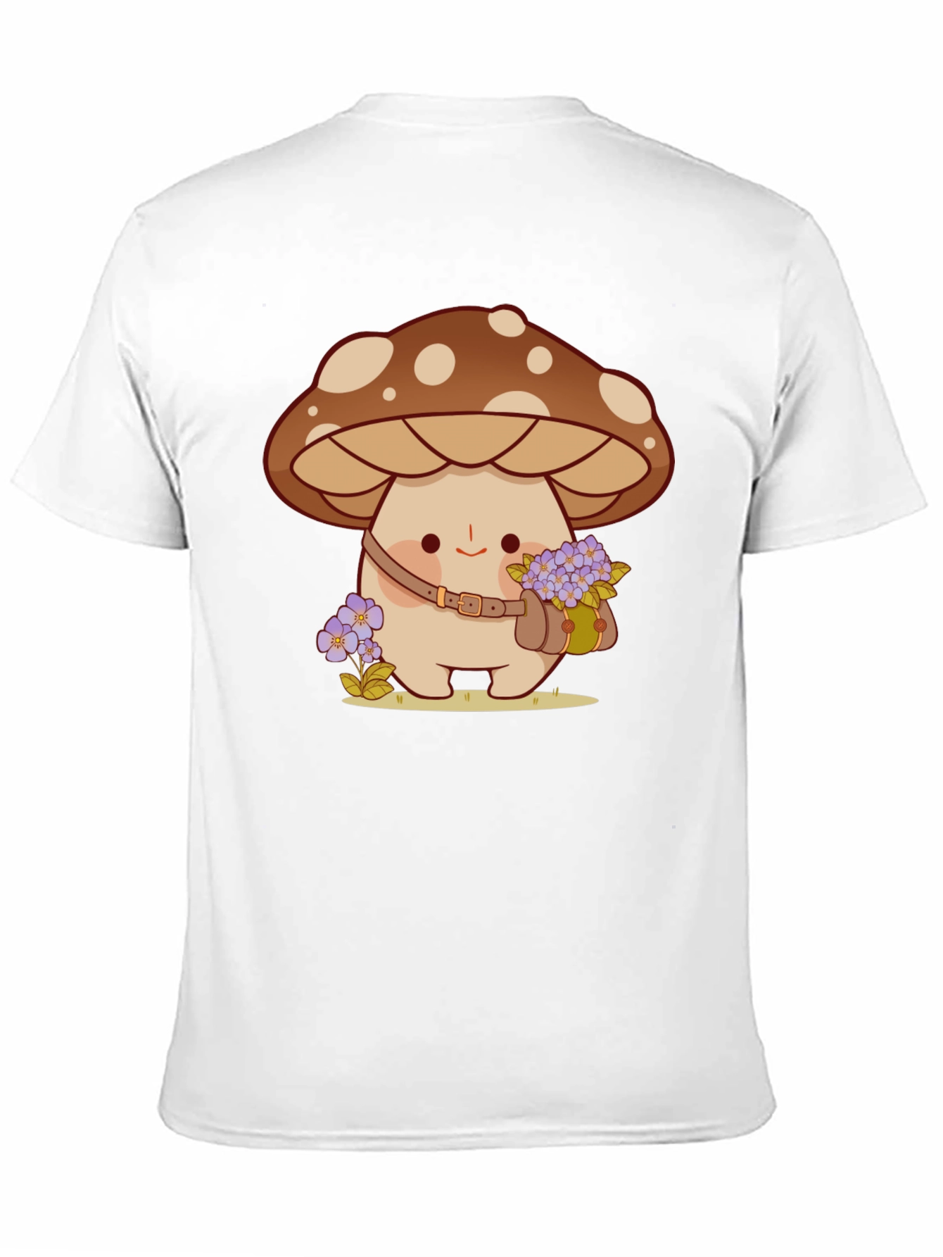 Cute Mushroom Character Black T-Shirt