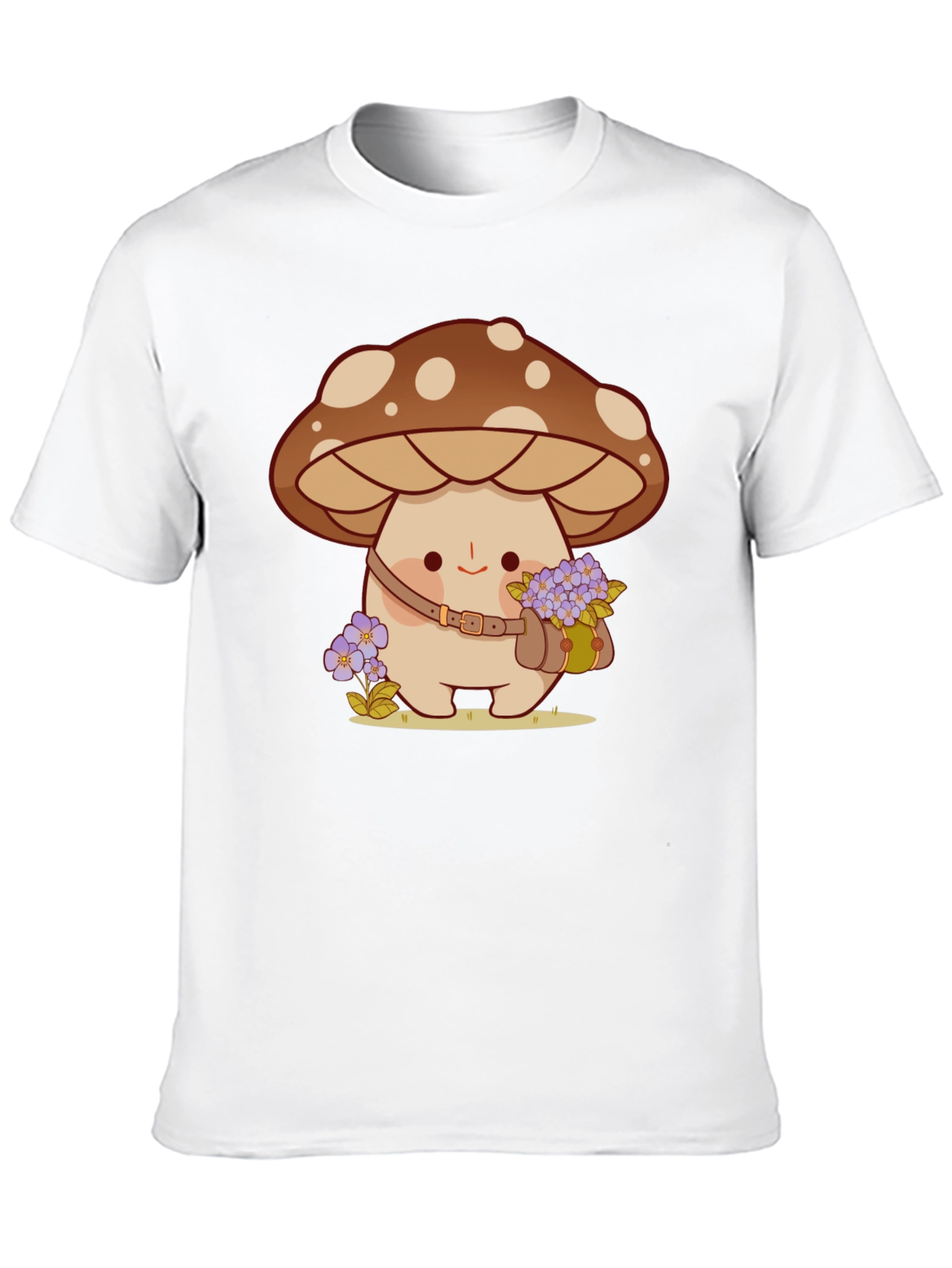 Cute Mushroom Character Black T-Shirt