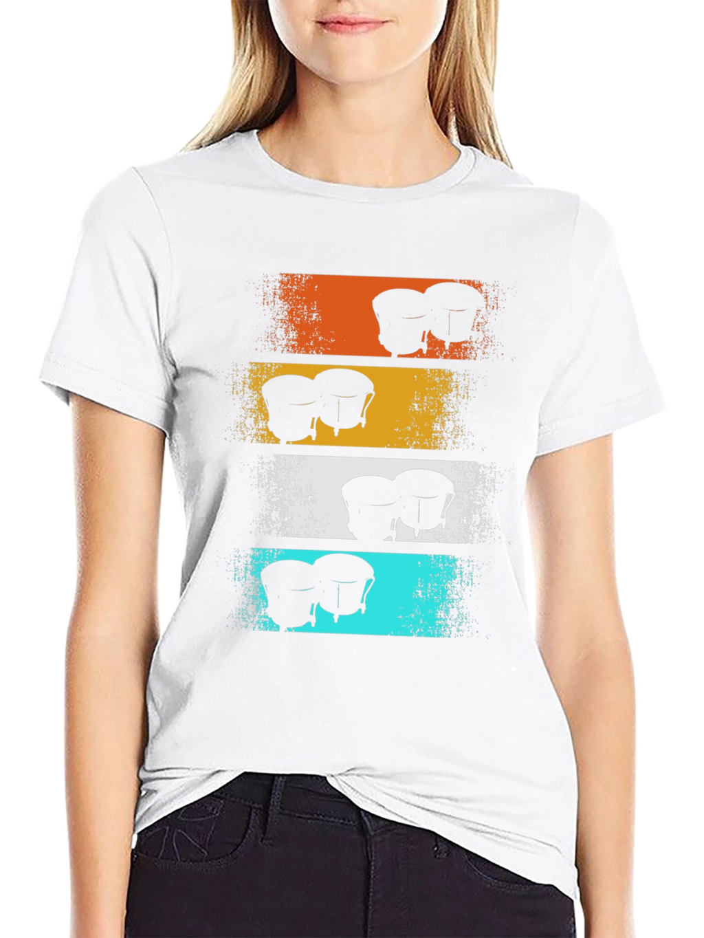 Retro Bongo Drums Graphic Tee - Music Lover Shirt