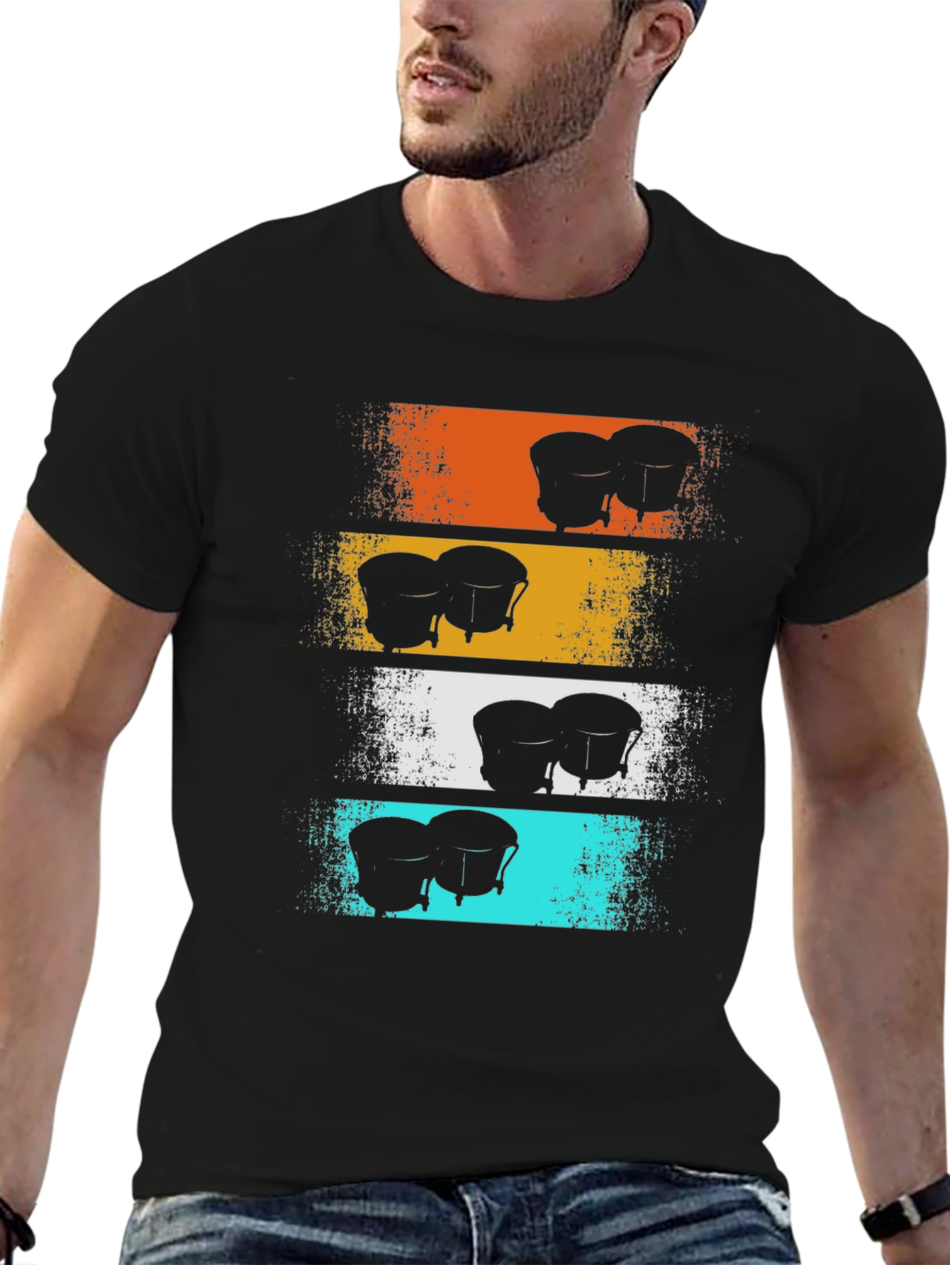 Retro Bongo Drums Graphic Tee - Music Lover Shirt