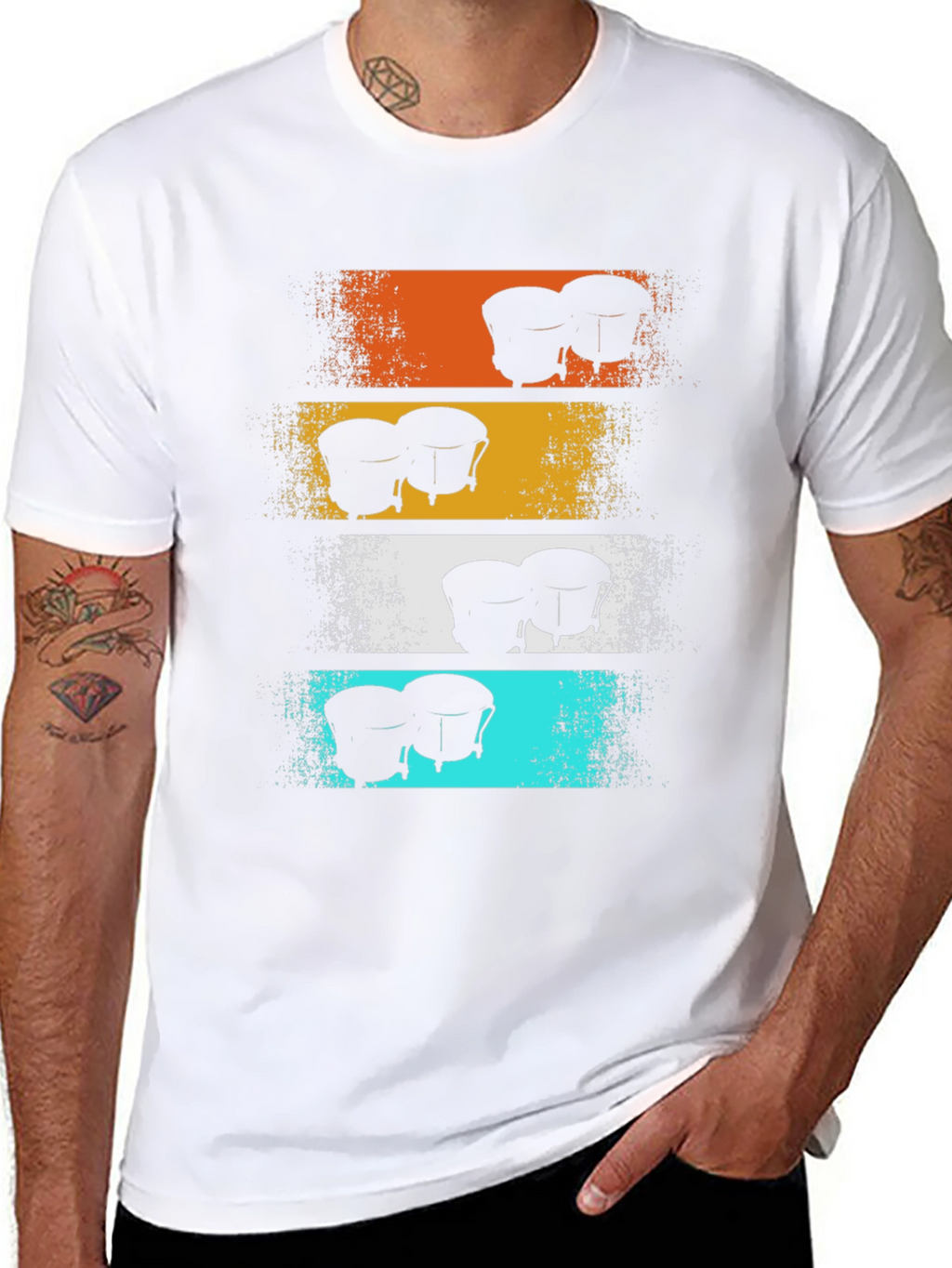 Retro Bongo Drums Graphic Tee - Music Lover Shirt