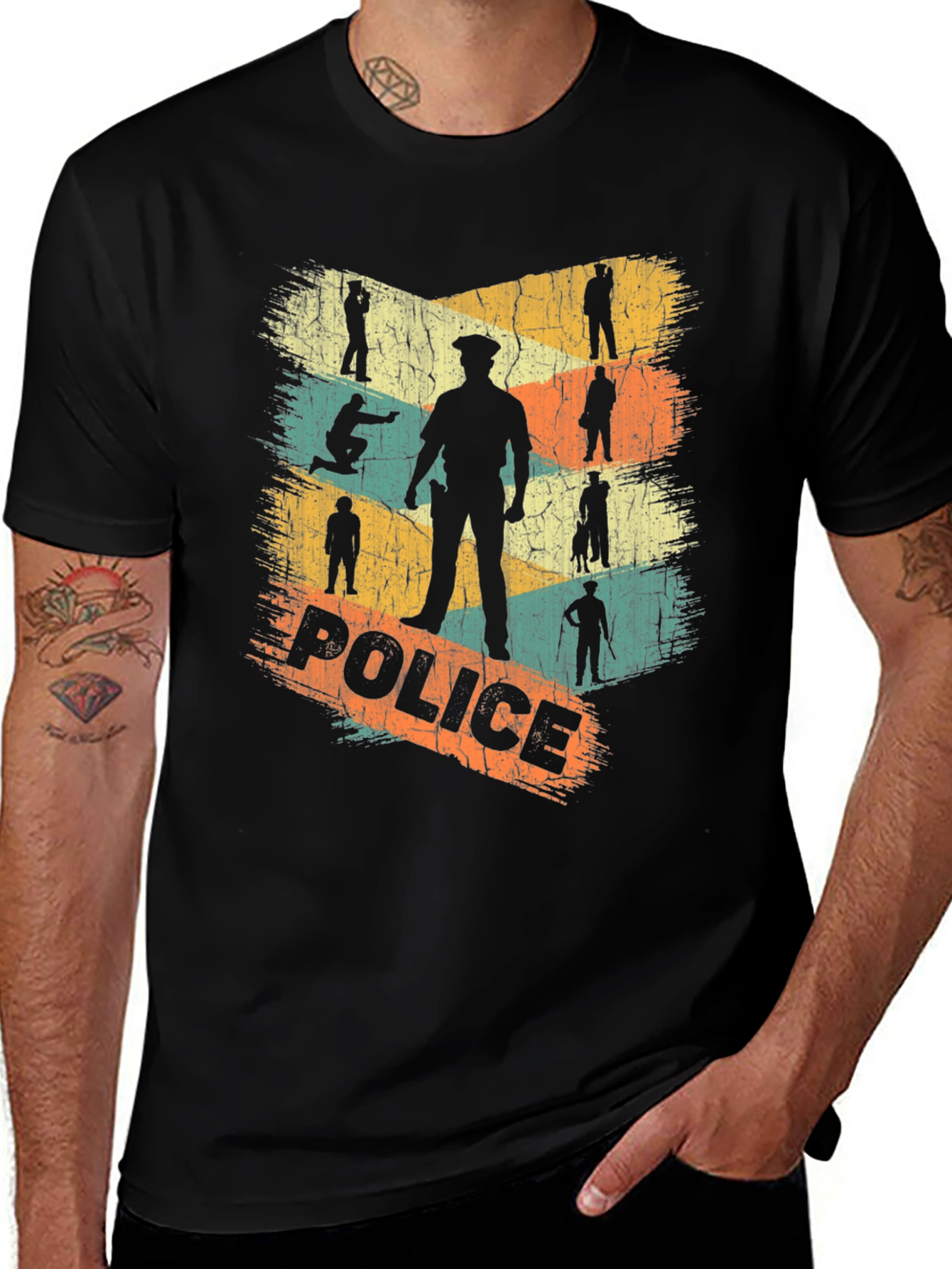 Vintage Police Silhouette Graphic Tee