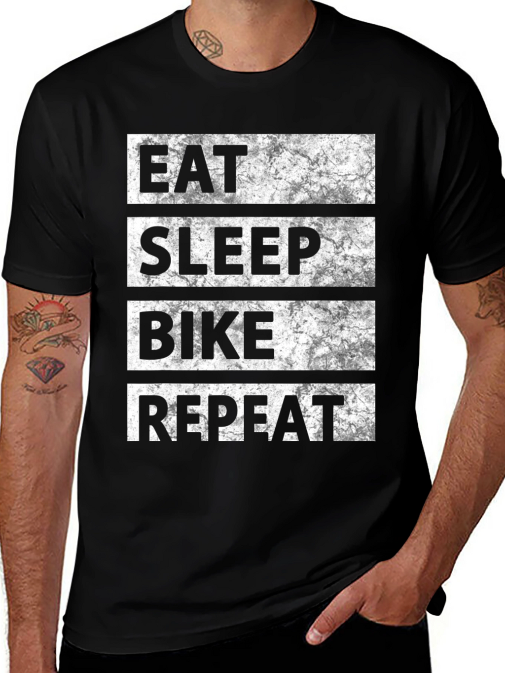 Eat Sleep Bike Repeat Black Graphic Tee