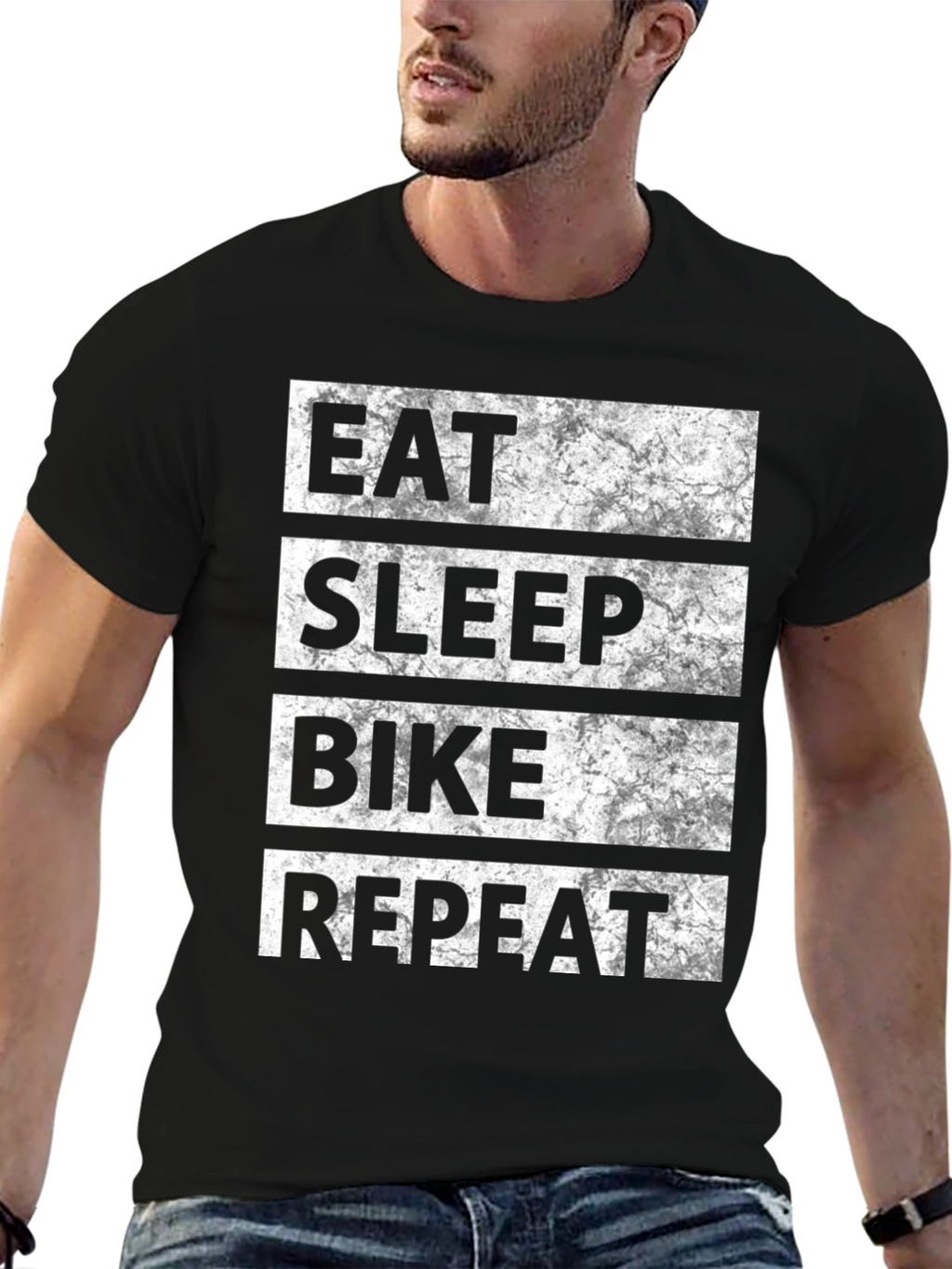Eat Sleep Bike Repeat Black Graphic Tee