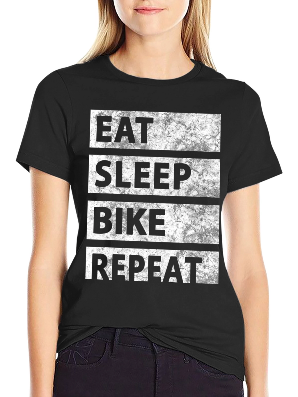 Eat Sleep Bike Repeat Black Graphic Tee
