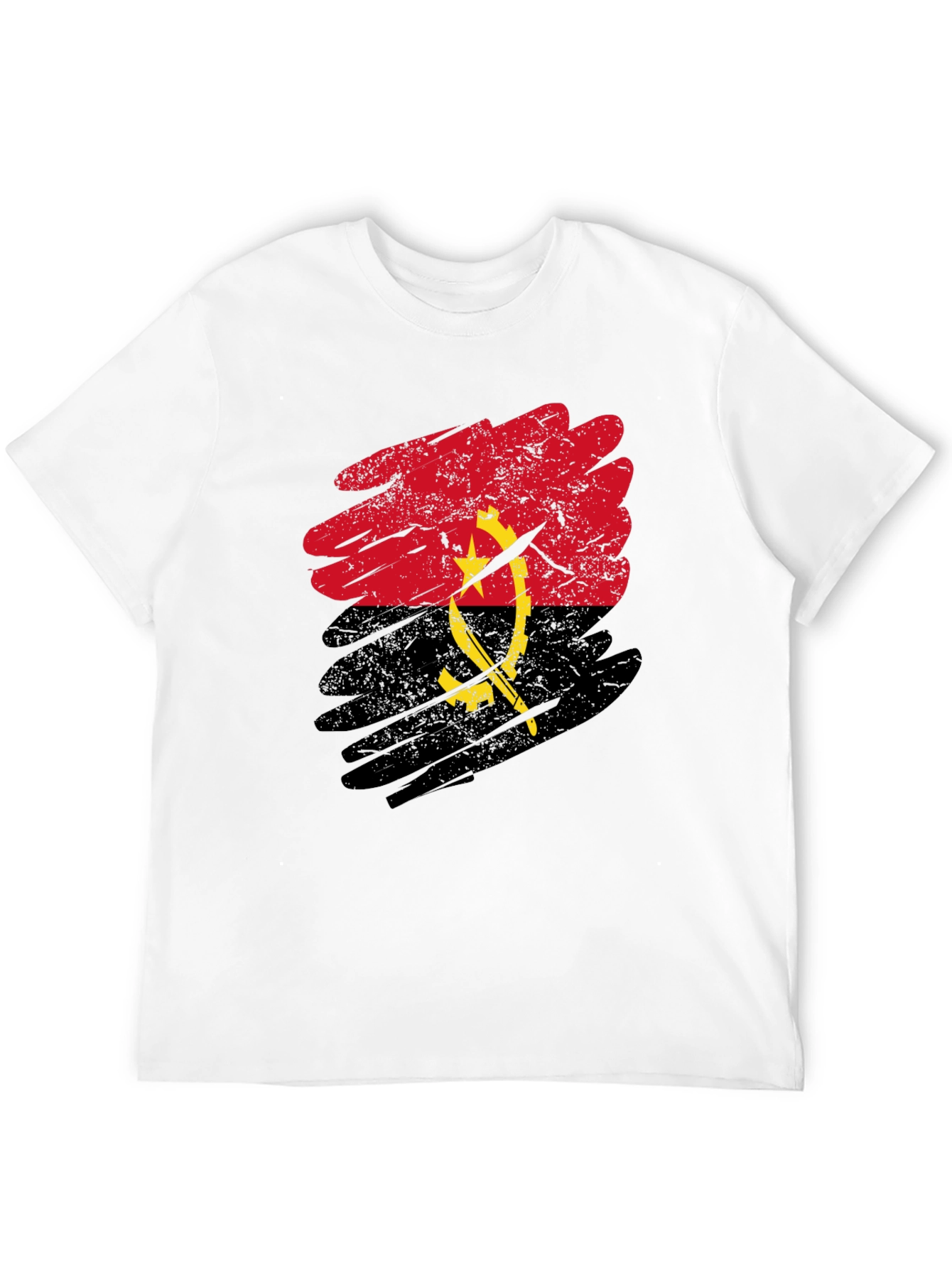 Angola Flag Graphic T-Shirt - Black Casual Tee