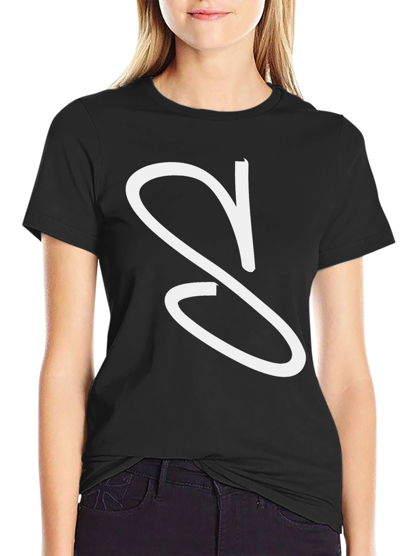 Black T-Shirt with White S Design