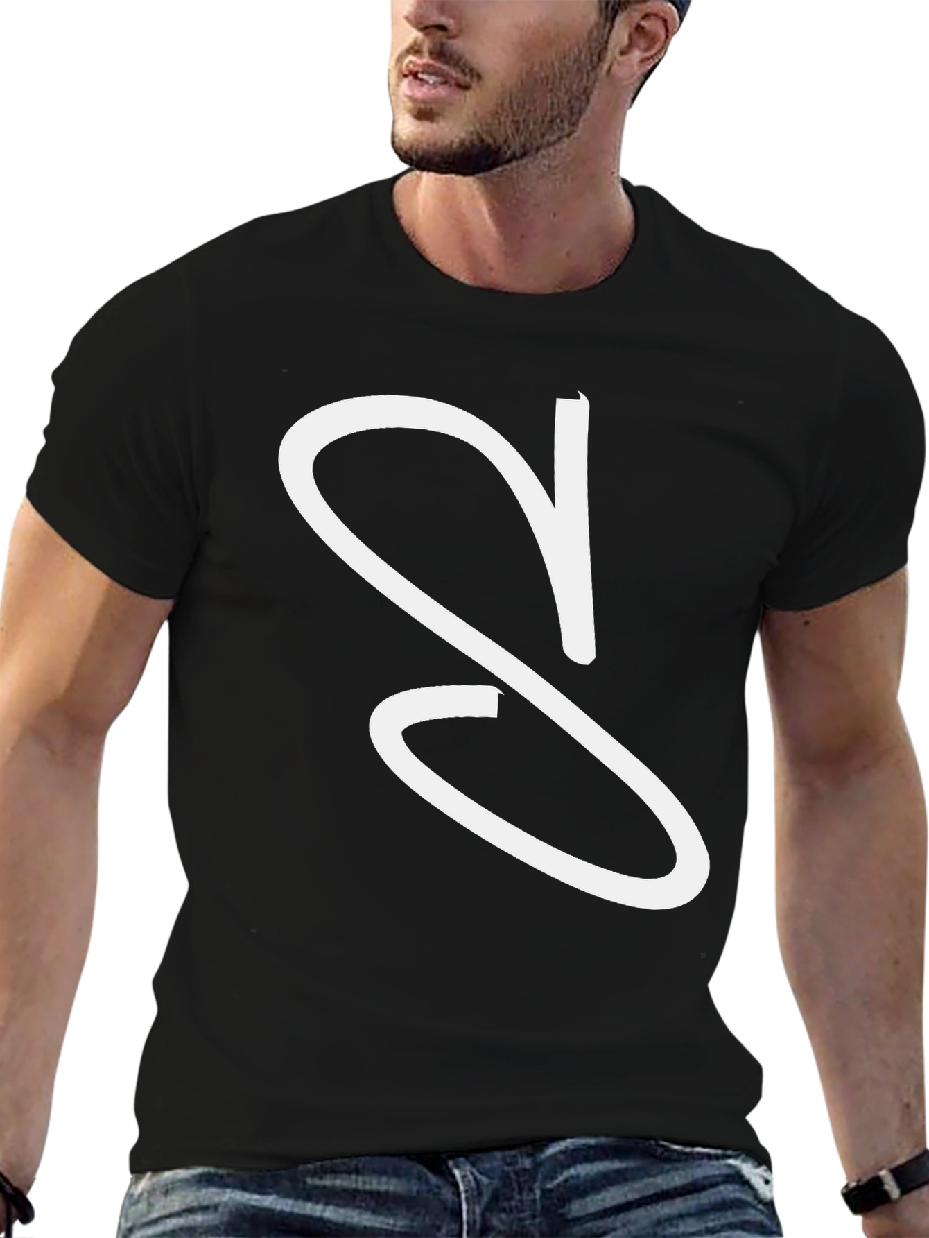 Black T-Shirt with White S Design