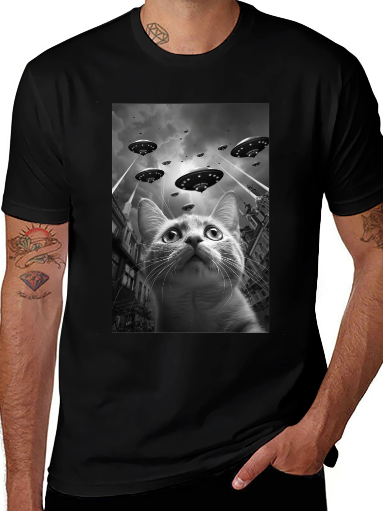 UFO Cat T-Shirt - Alien Invasion