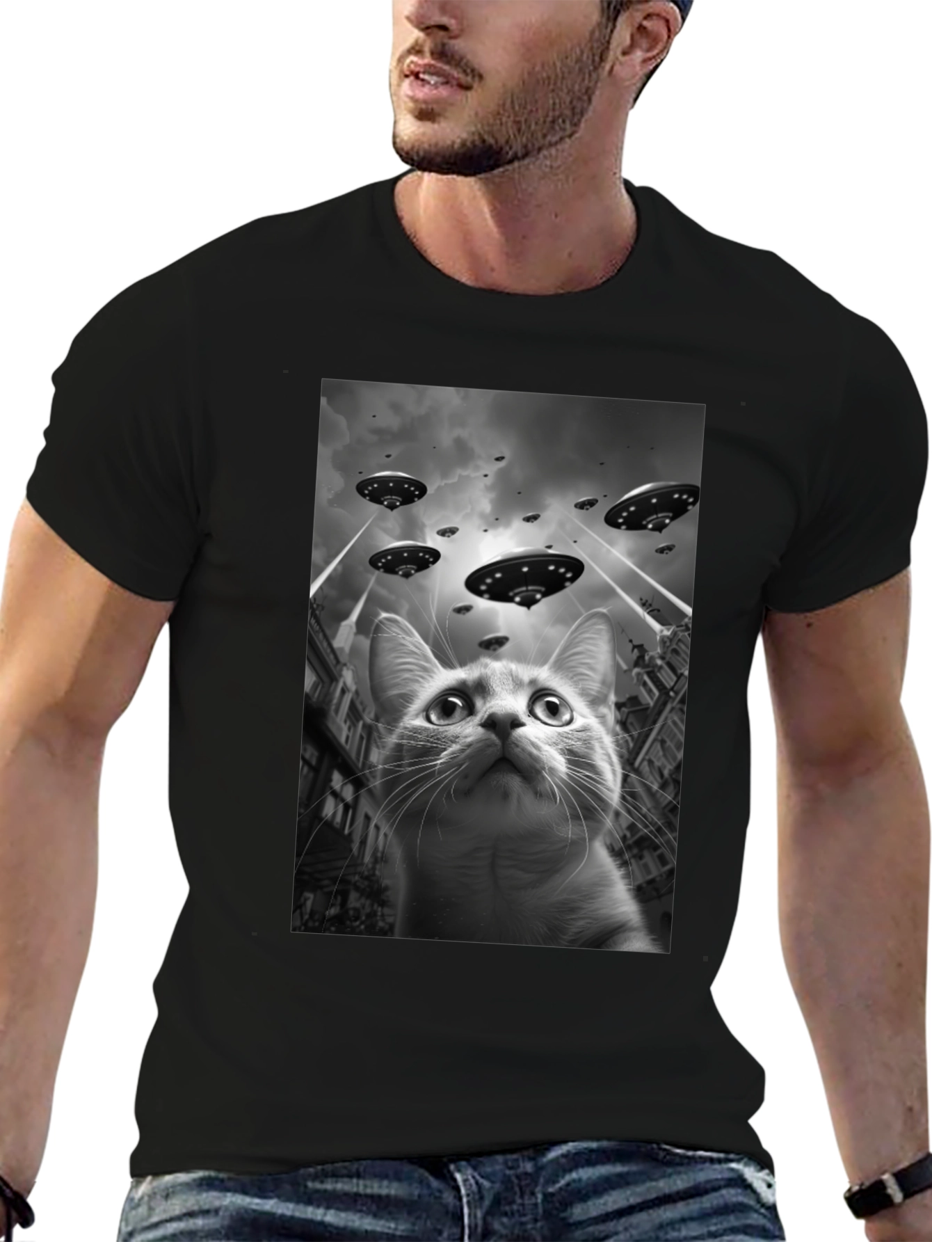 UFO Cat T-Shirt - Alien Invasion