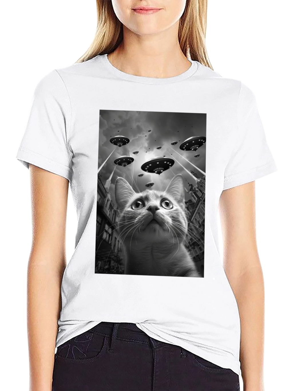 UFO Cat T-Shirt - Alien Invasion