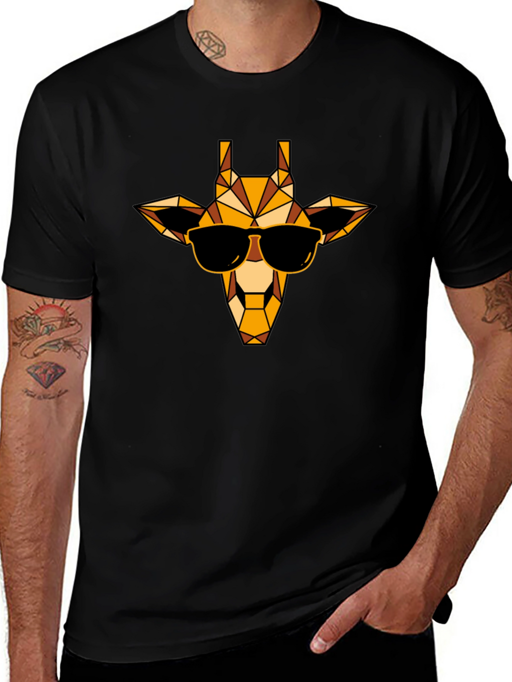 Cool Giraffe Graphic Tee - Black Casual Shirt