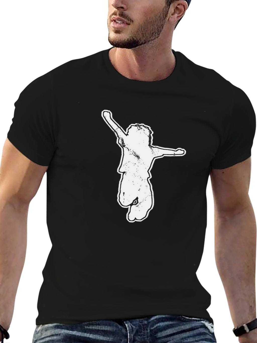 Black Graphic Tee - Jumping Kid Design