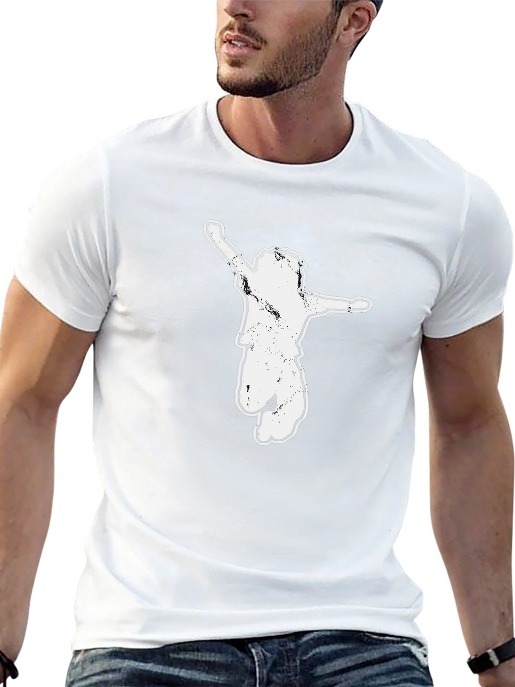 Black Graphic Tee - Jumping Kid Design