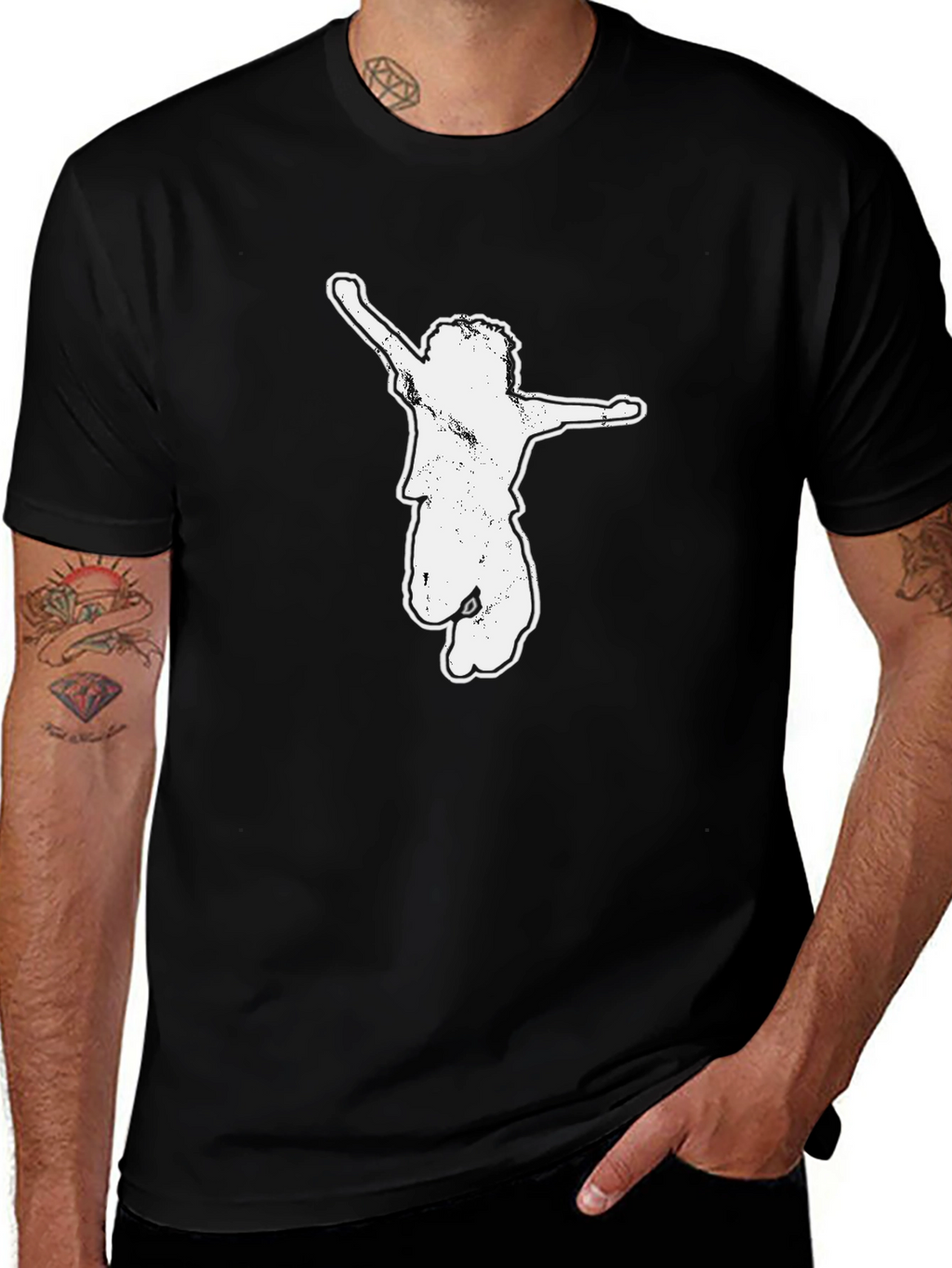 Black Graphic Tee - Jumping Kid Design