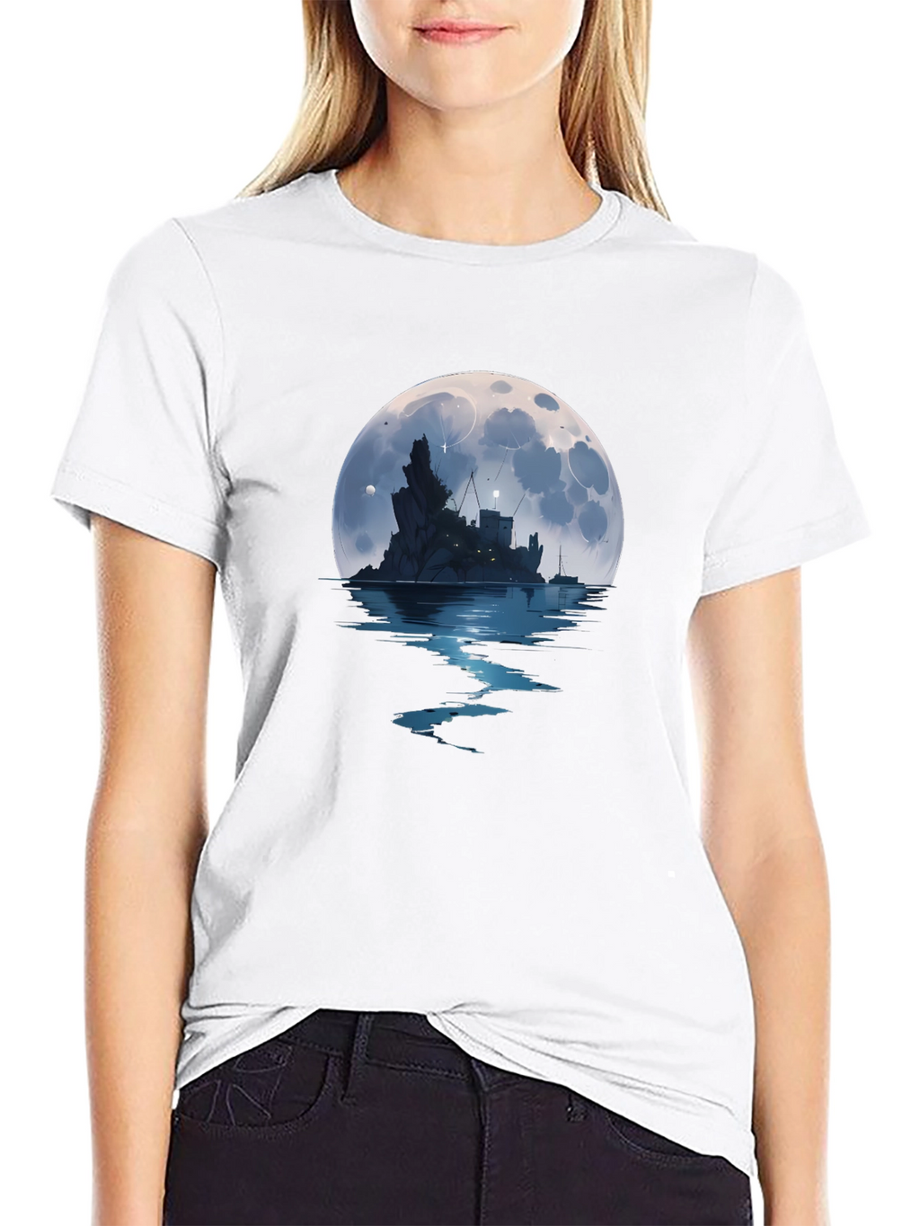 Moonlit Castle Graphic Tee - Black T-Shirt