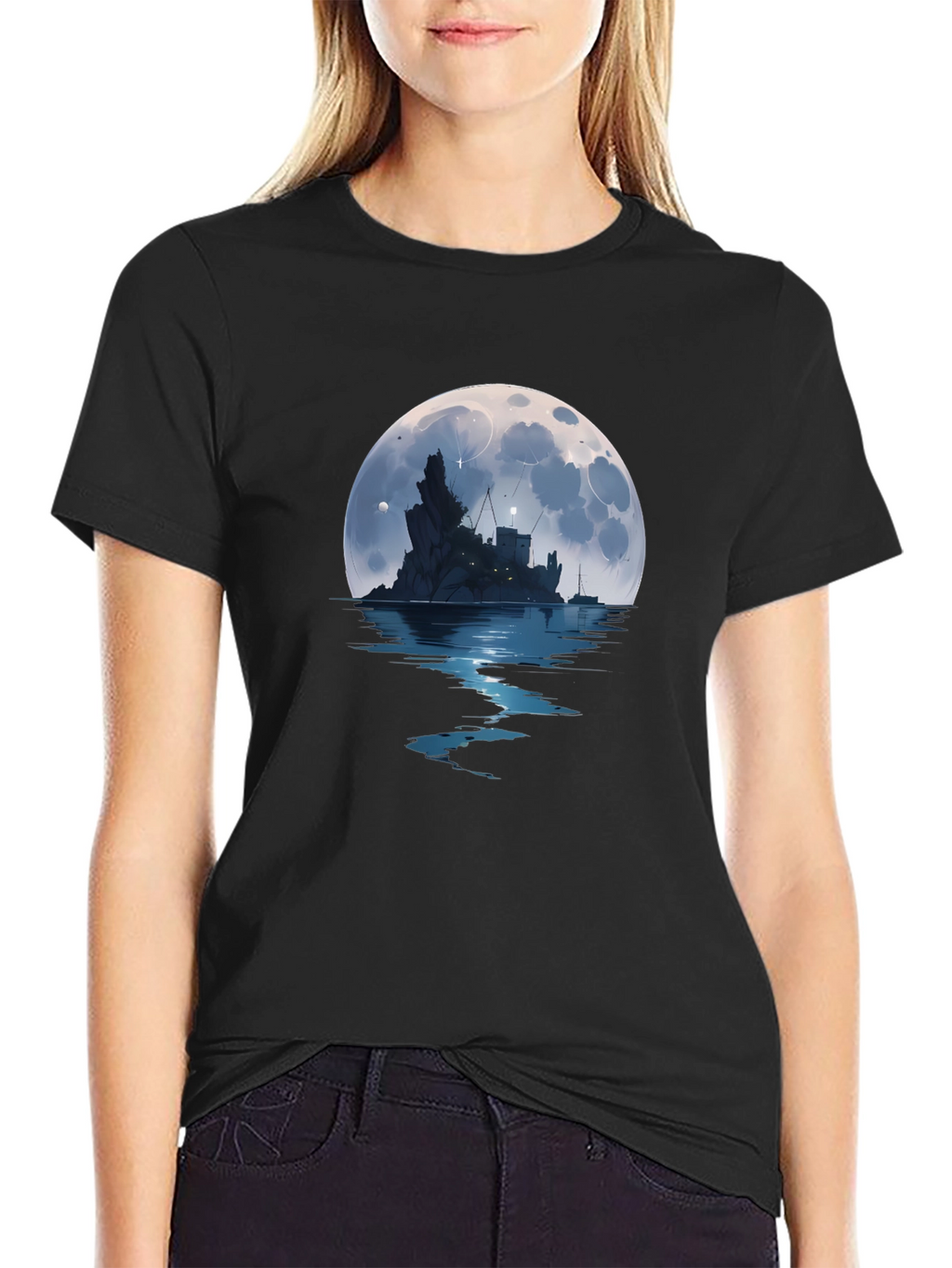 Moonlit Castle Graphic Tee - Black T-Shirt