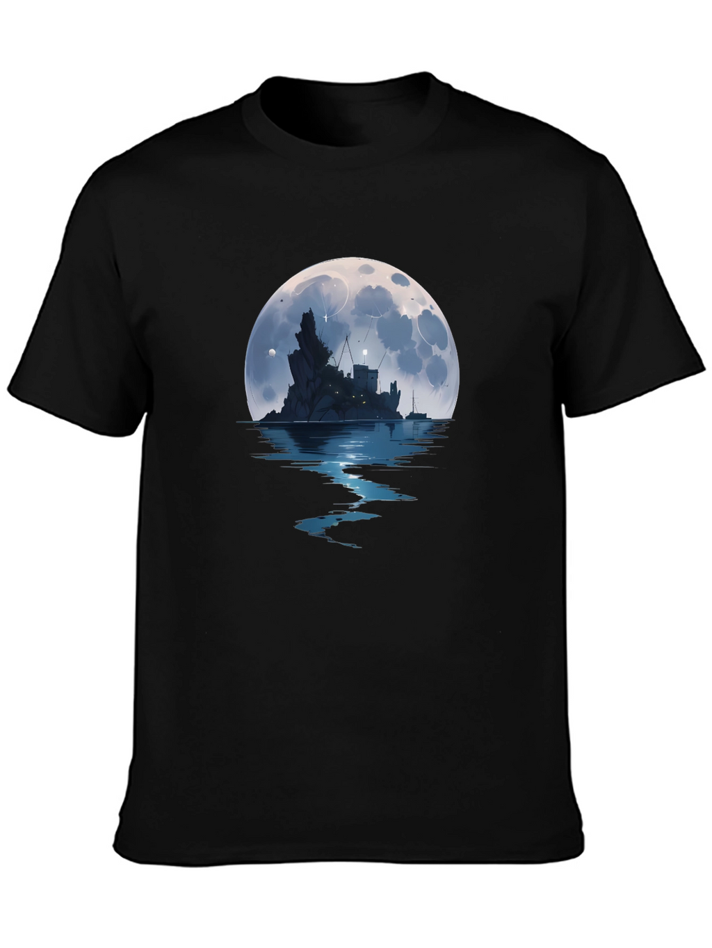 Moonlit Castle Graphic Tee - Black T-Shirt