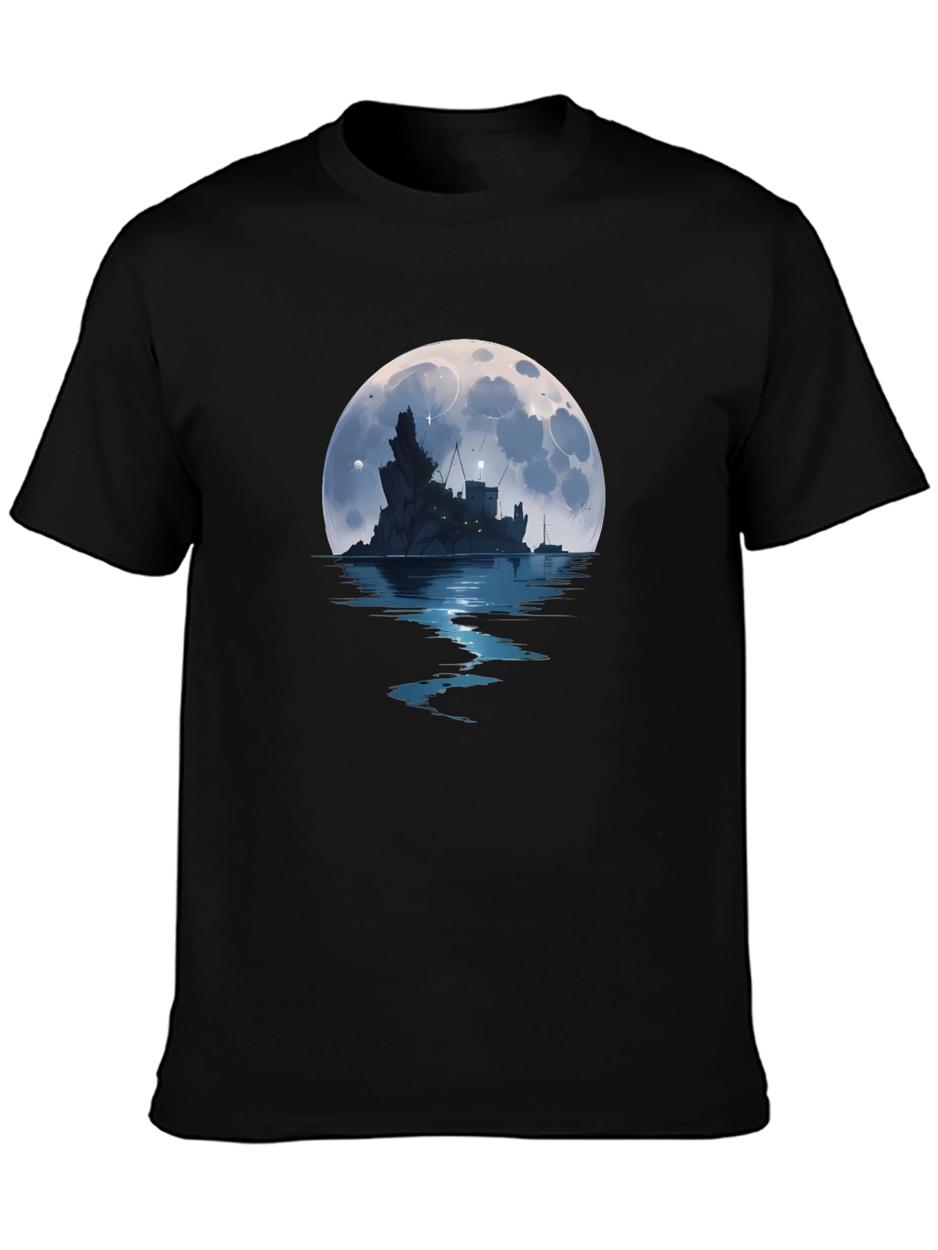 Moonlit Castle Graphic Tee - Black T-Shirt