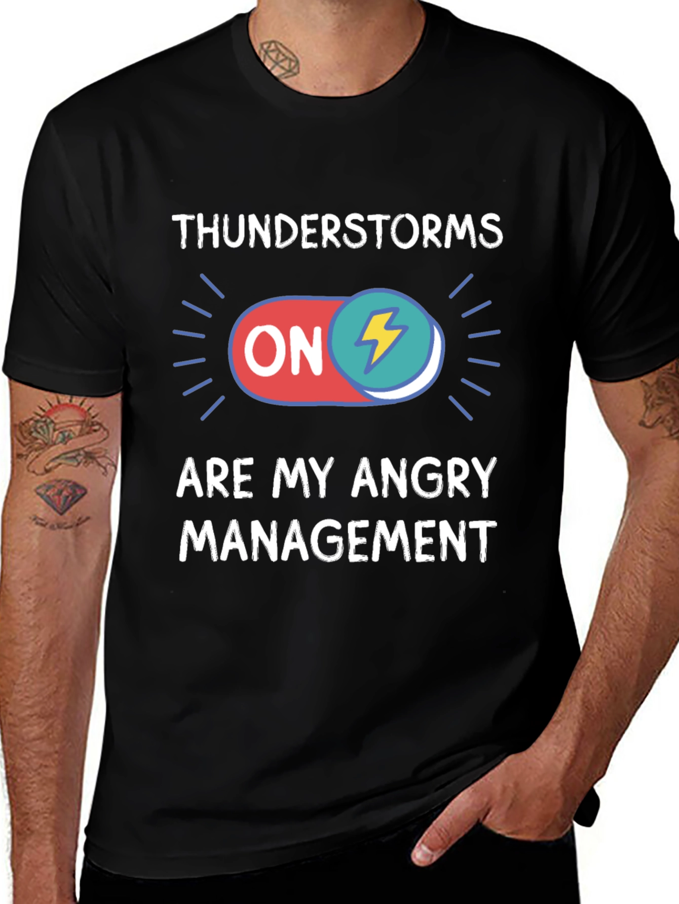 Thunderstorms Are My Angry Management Black T-Shirt