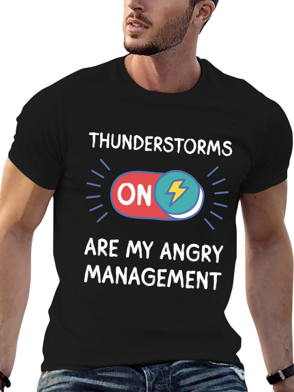 Thunderstorms Are My Angry Management Black T-Shirt