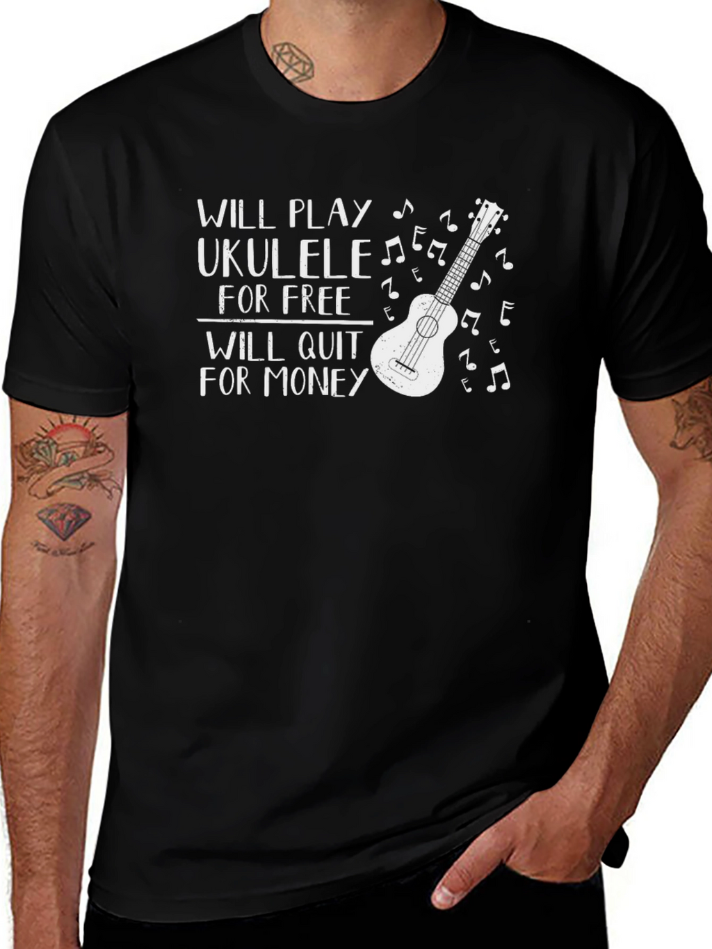 Ukulele Player T-Shirt - Will Play for Free