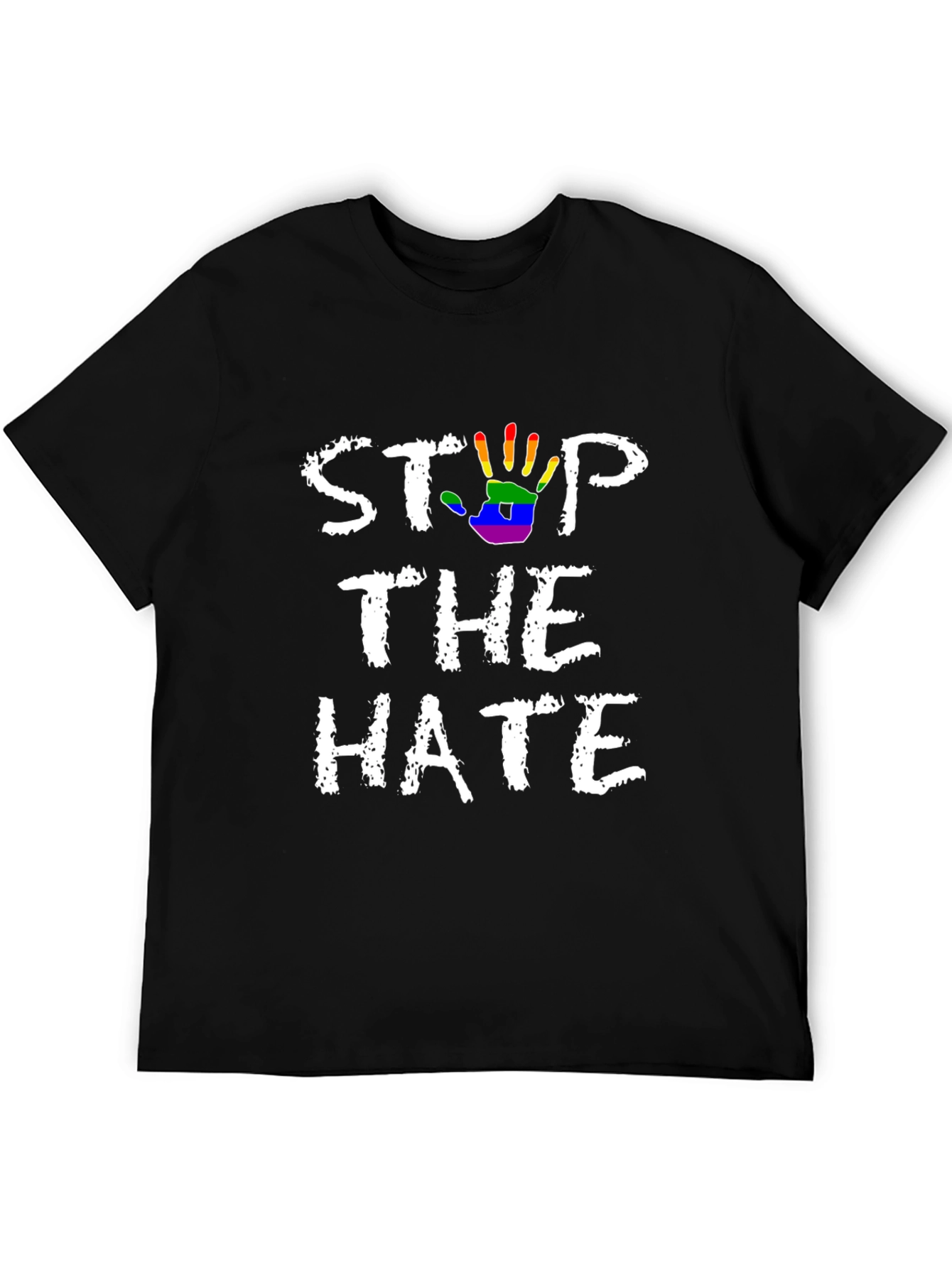 Stop The Hate T-Shirt - Rainbow Hand Print