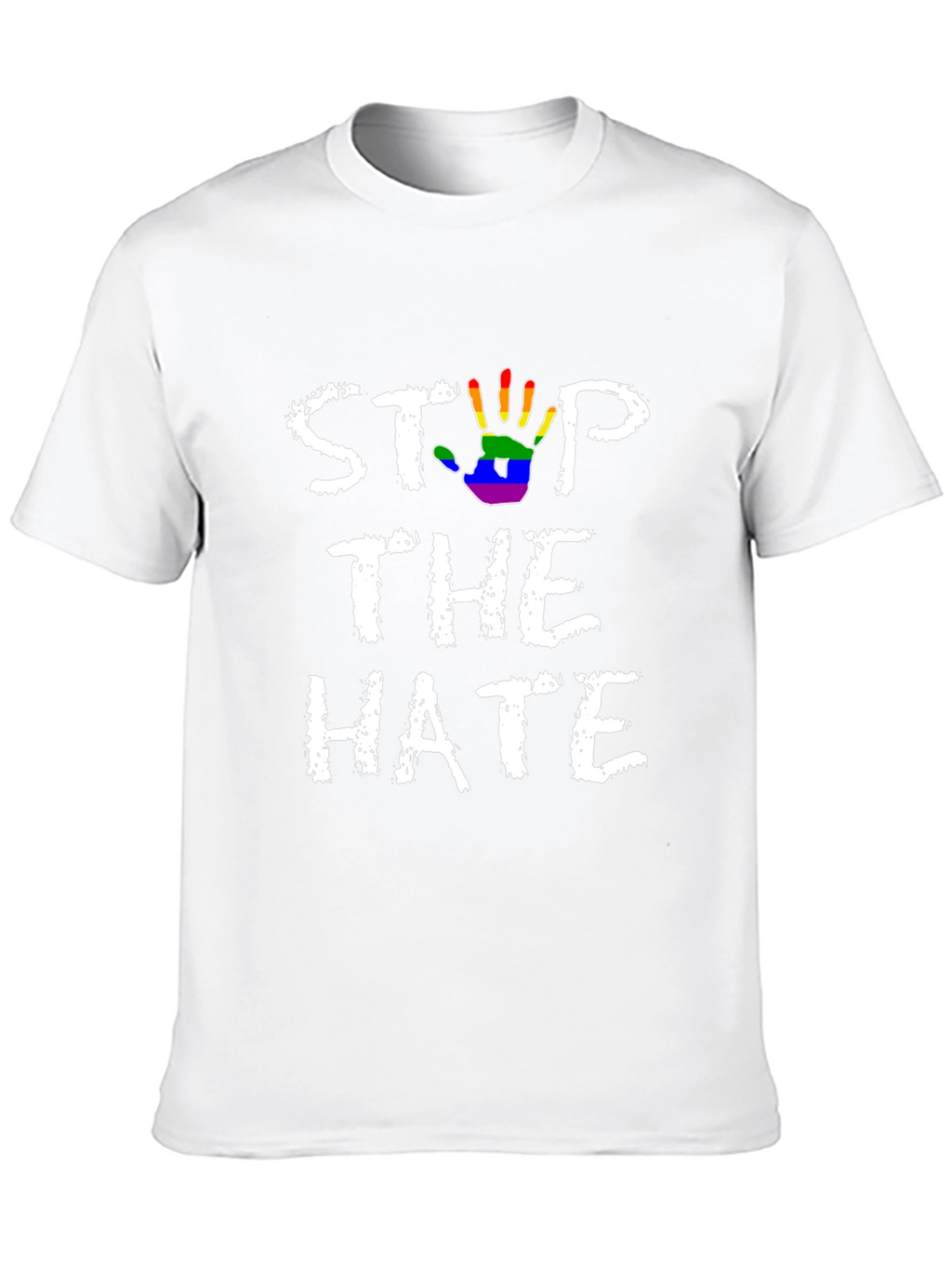 Stop The Hate T-Shirt - Rainbow Hand Print