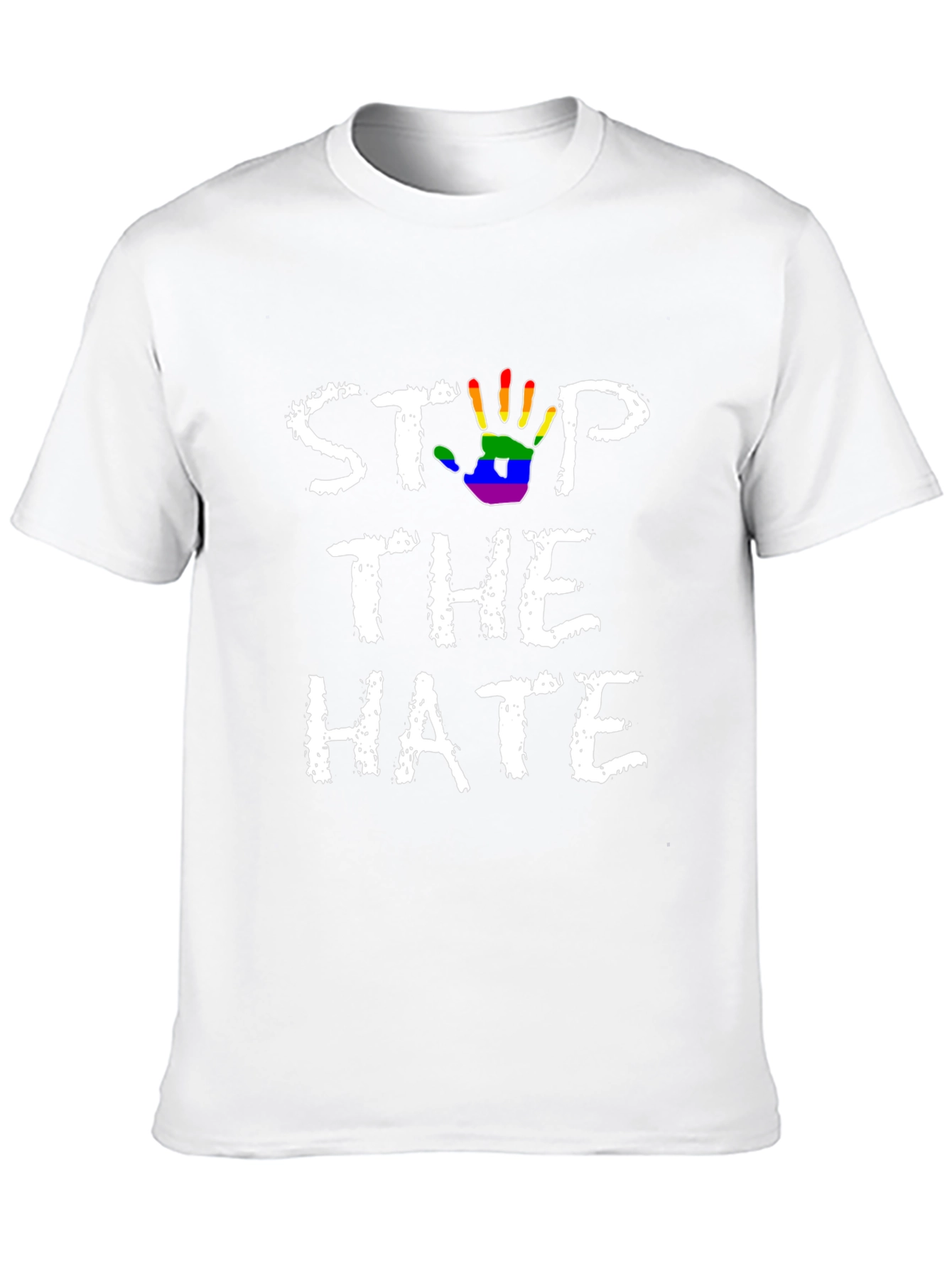 Stop The Hate T-Shirt - Rainbow Hand Print