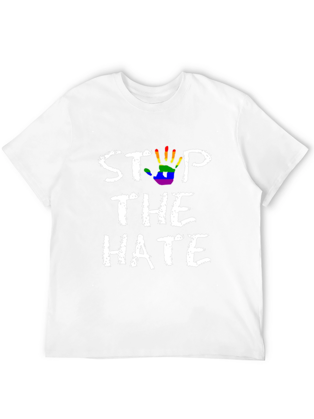 Stop The Hate T-Shirt - Rainbow Hand Print