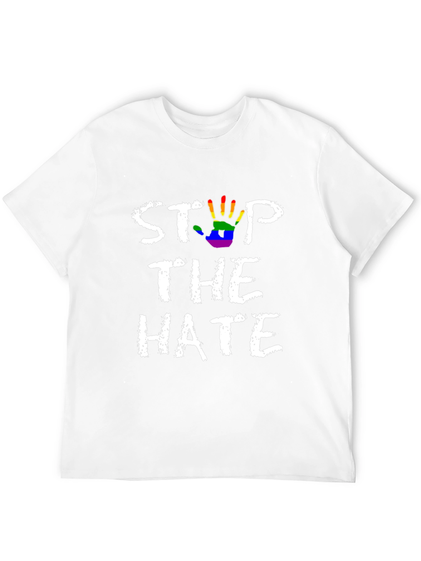 Stop The Hate T-Shirt - Rainbow Hand Print