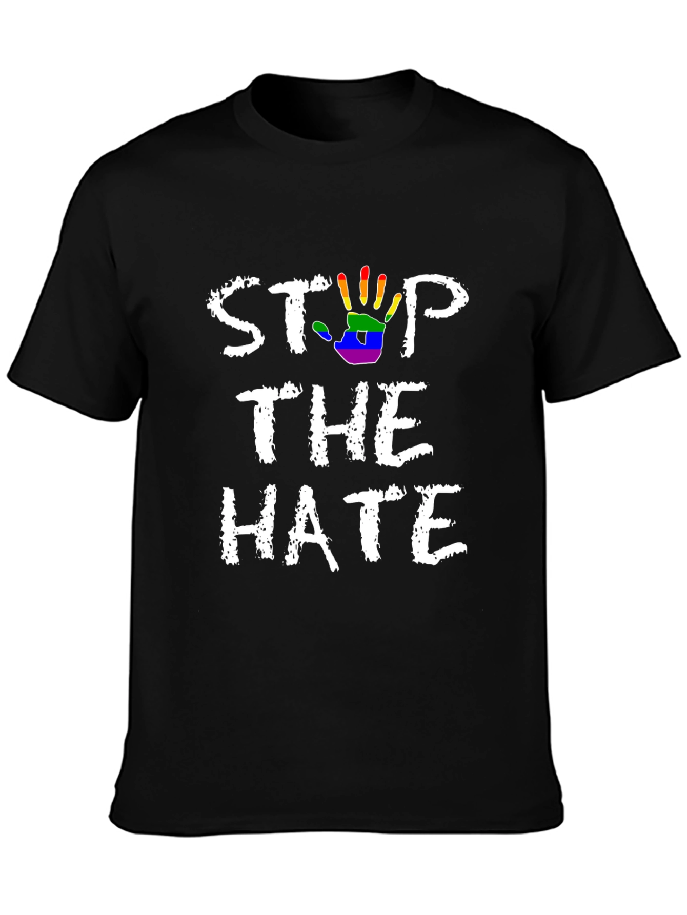 Stop The Hate T-Shirt - Rainbow Hand Print
