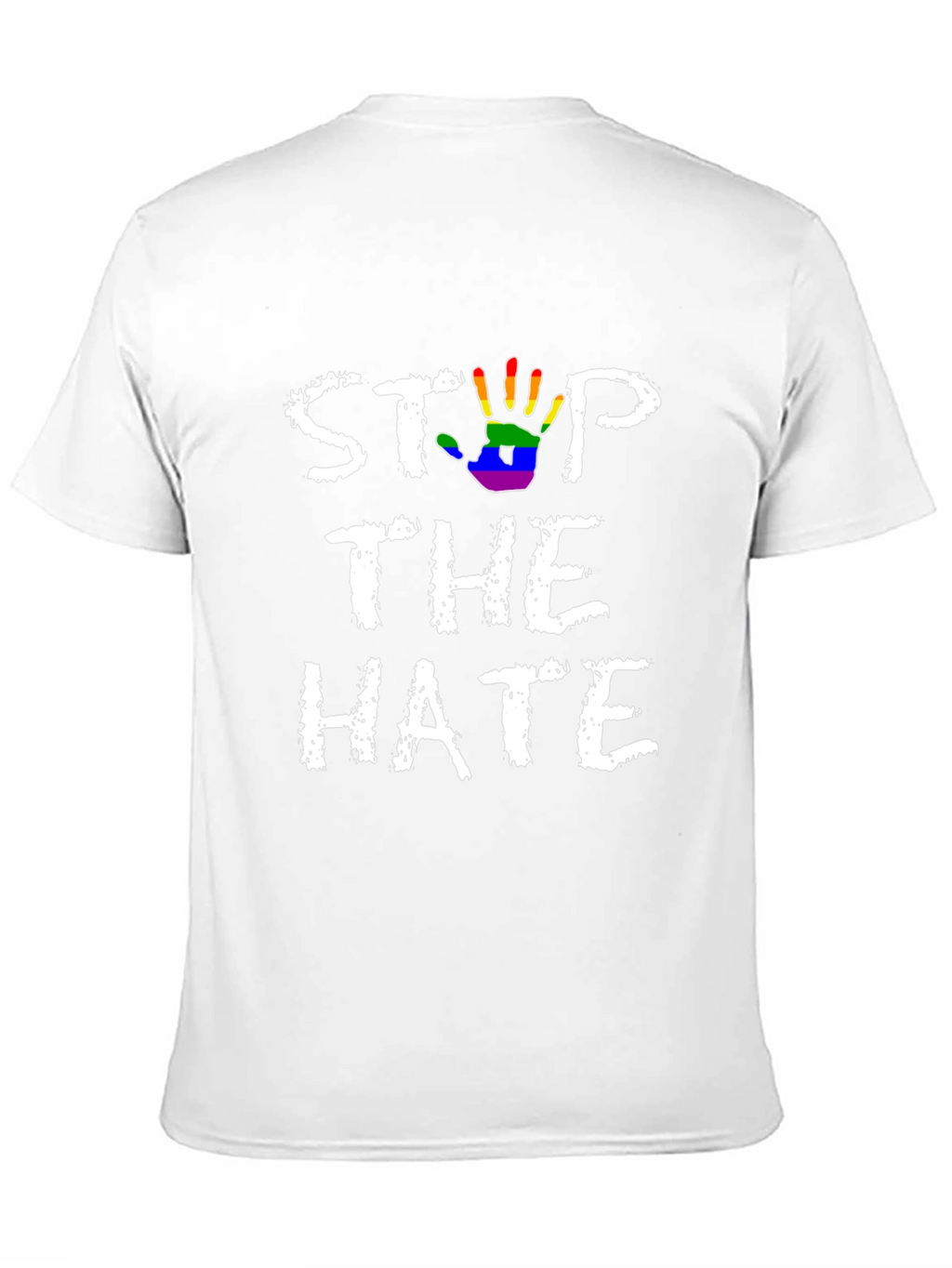 Stop The Hate T-Shirt - Rainbow Hand Print