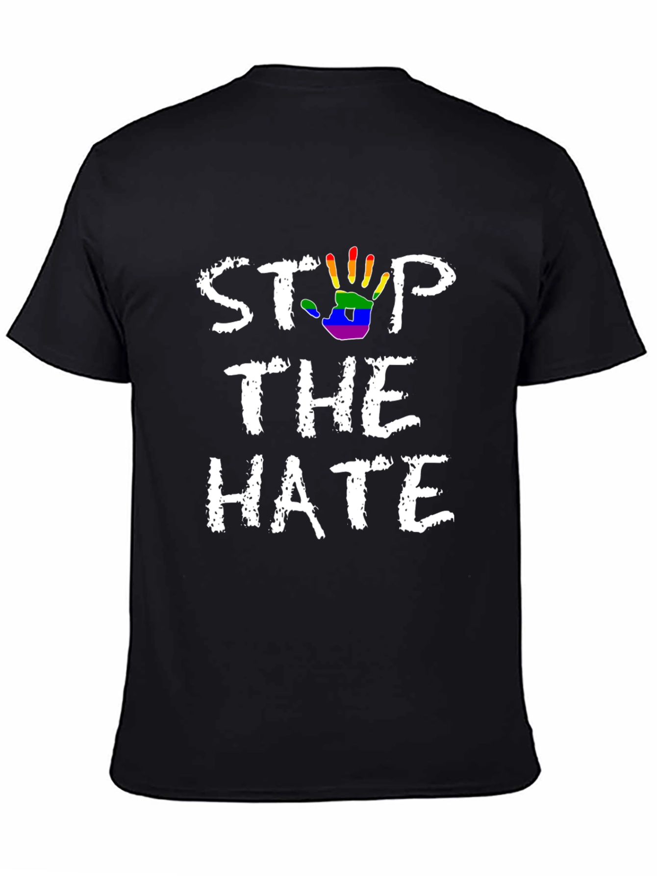 Stop The Hate T-Shirt - Rainbow Hand Print