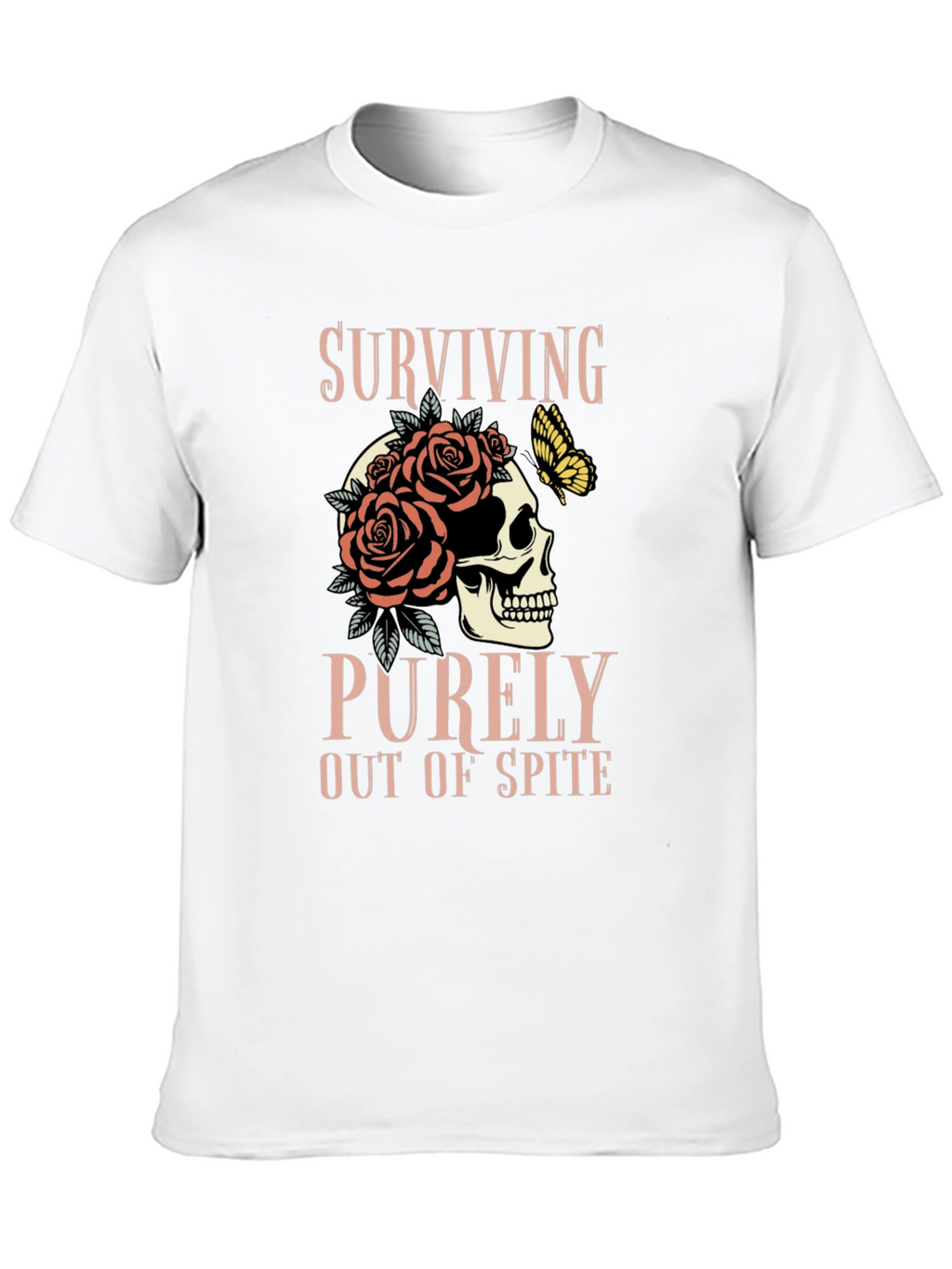 Surviving Out of Spite Skull Rose Graphic Tee