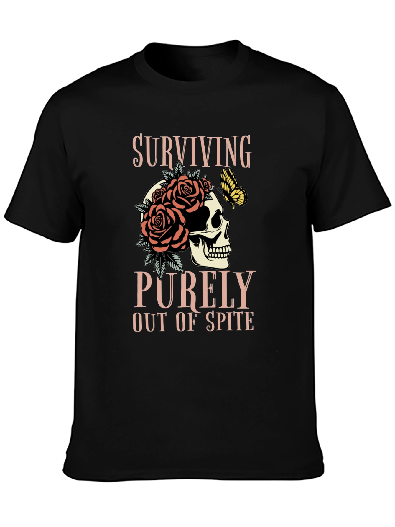 Surviving Out of Spite Skull Rose Graphic Tee