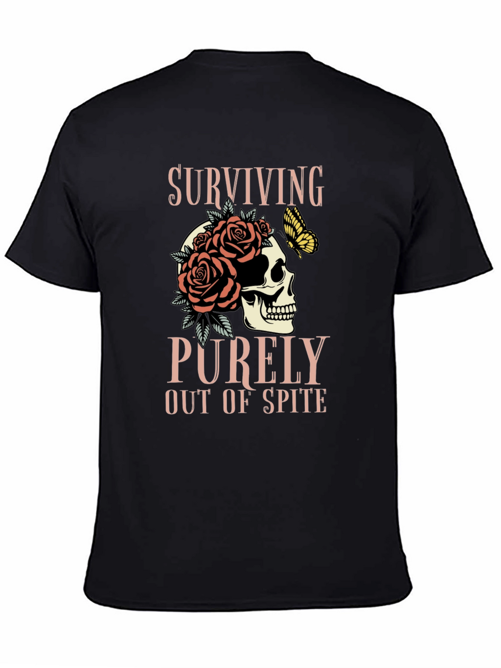 Surviving Out of Spite Skull Rose Graphic Tee
