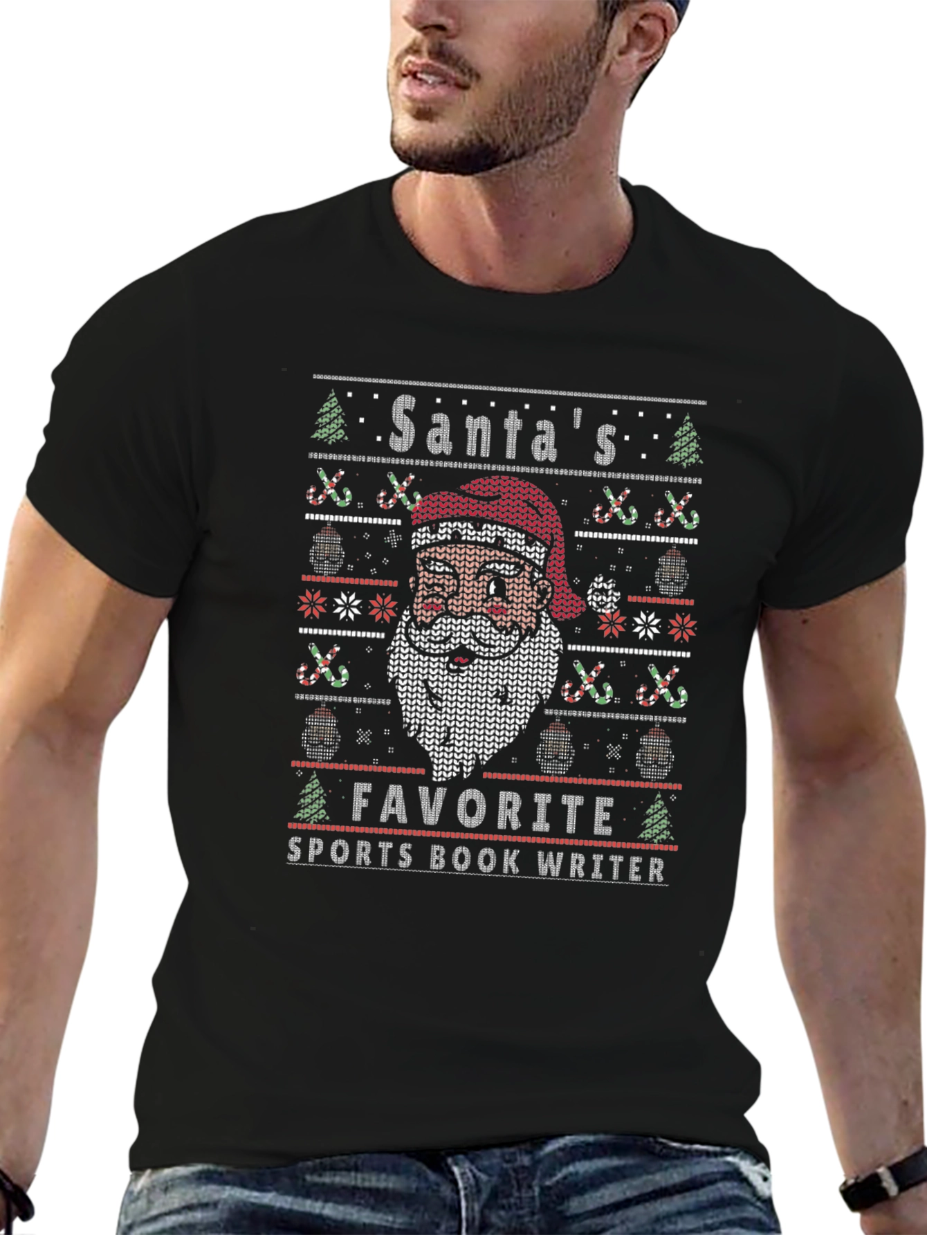 Santas Favorite Sports Book Writer Holiday Ugly T-Shirt
