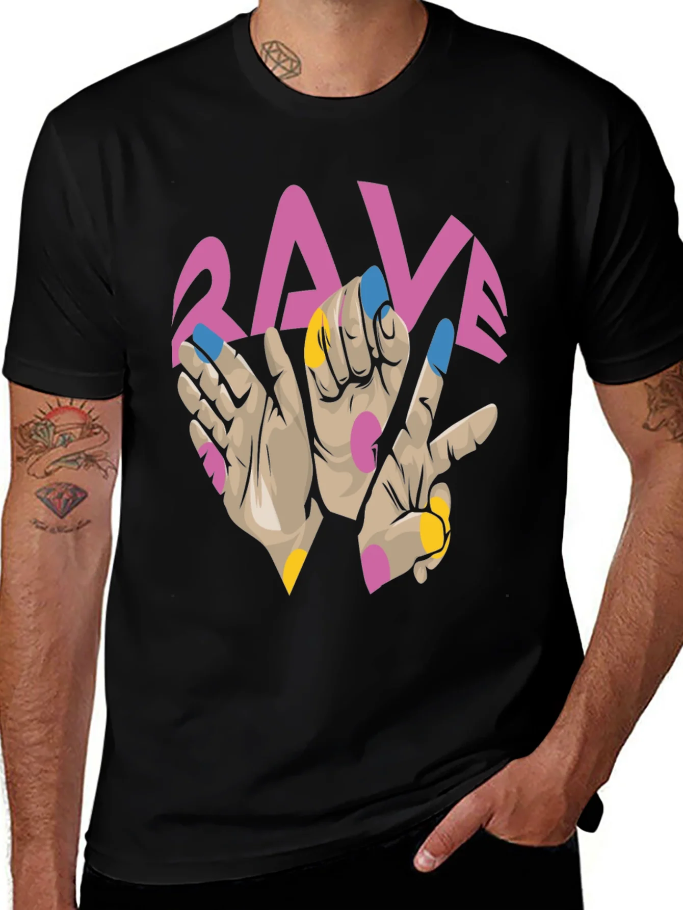 Rave Hand Graphic Black T-Shirt