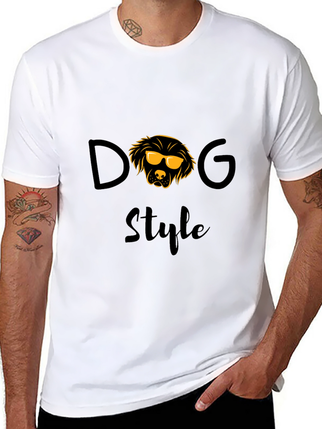 Dog Style Graphic T-Shirt - Trendy Crew Neck Tee