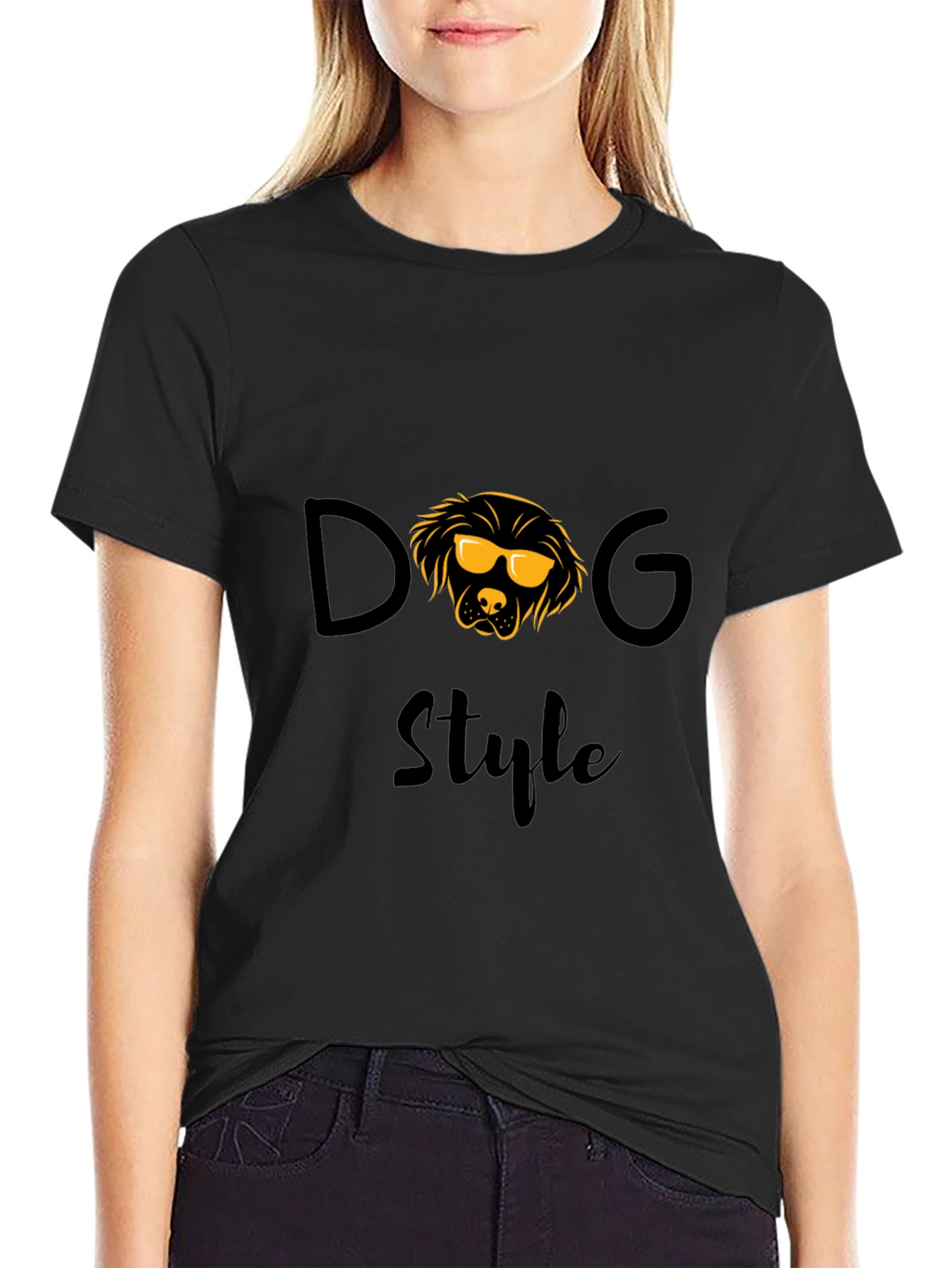 Dog Style Graphic T-Shirt - Trendy Crew Neck Tee