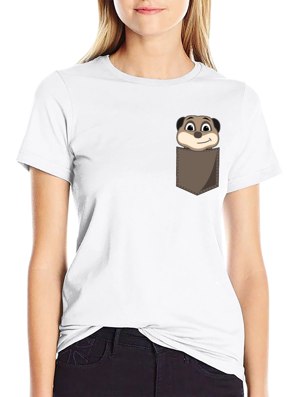 Cartoon Meerkat Pocket T-Shirt