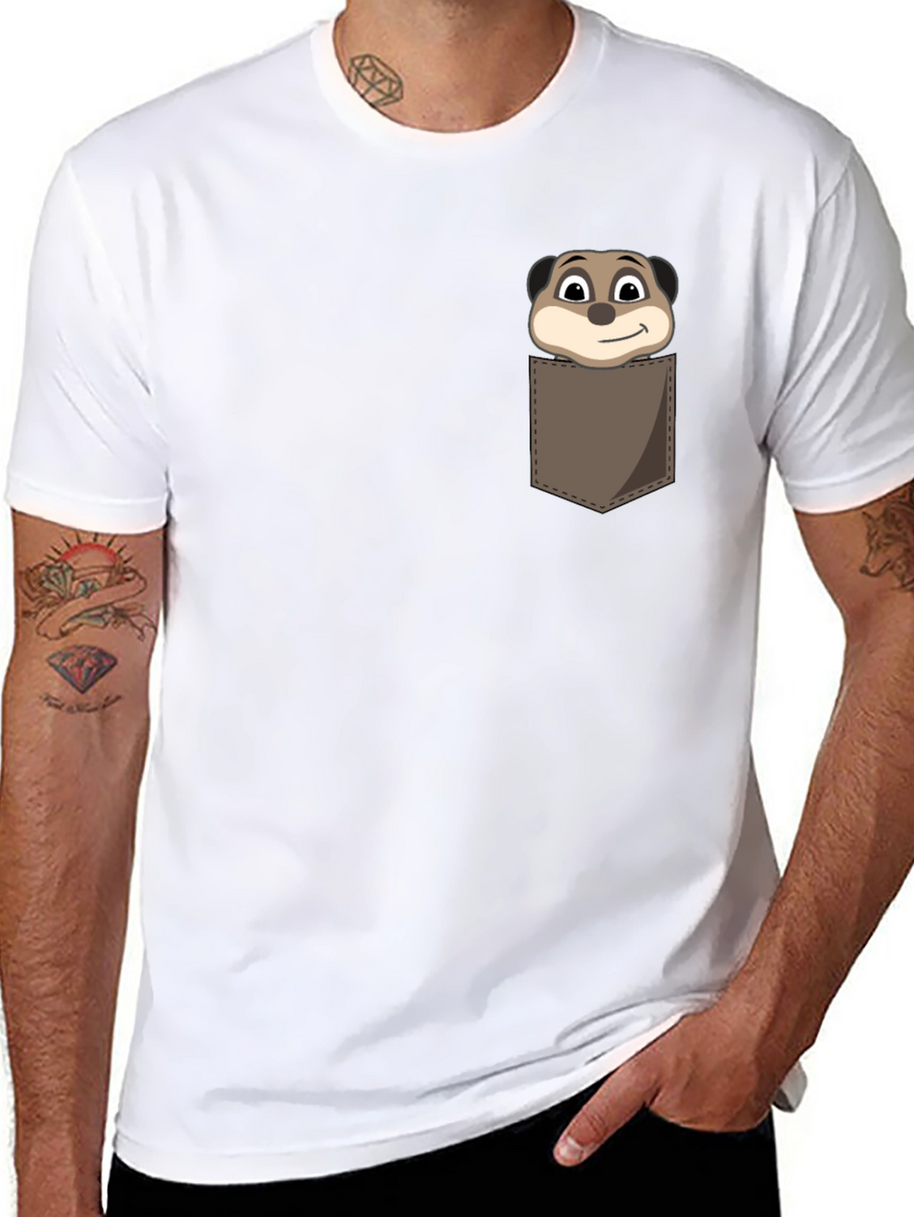 Cartoon Meerkat Pocket T-Shirt