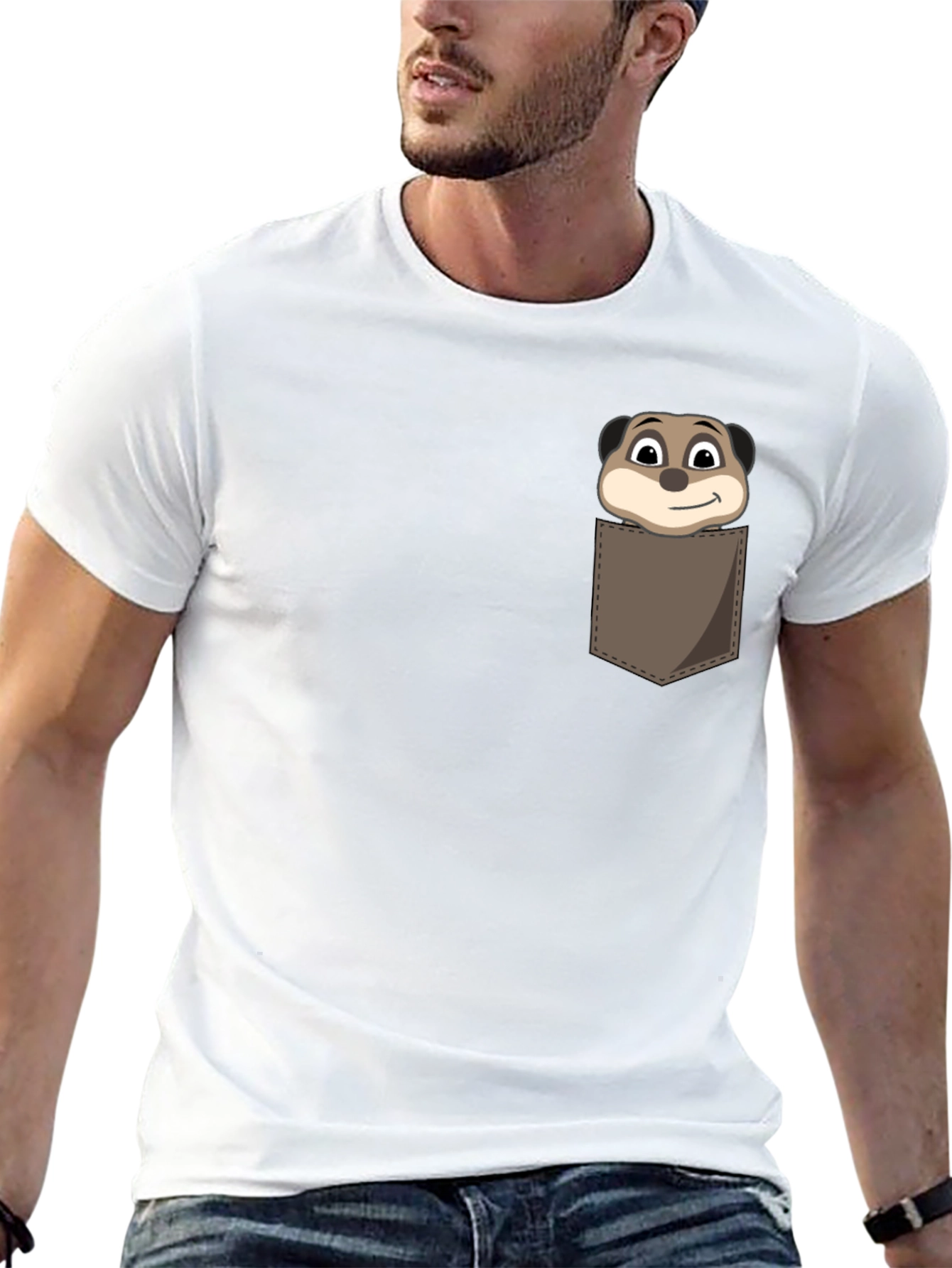 Cartoon Meerkat Pocket T-Shirt