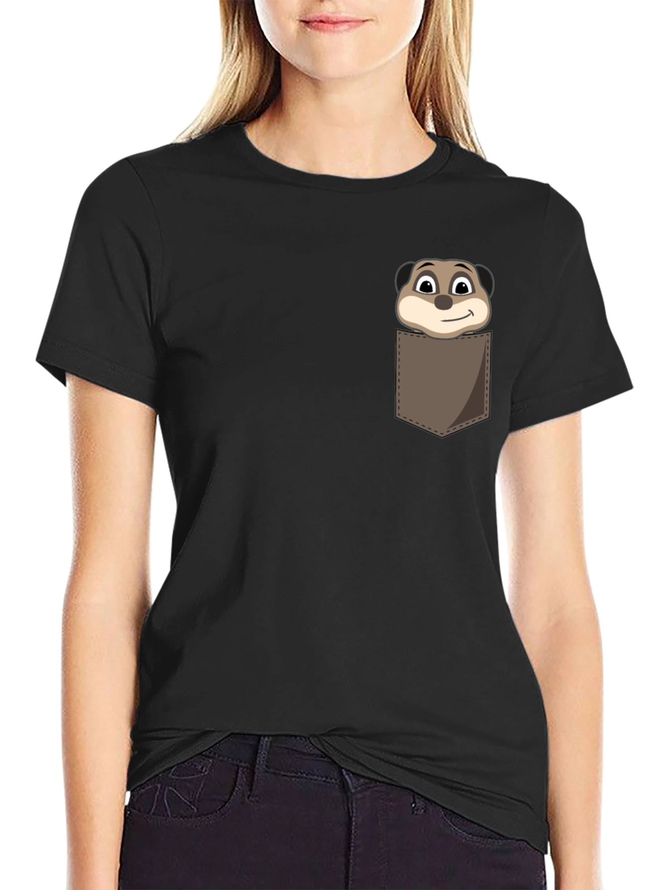 Cartoon Meerkat Pocket T-Shirt