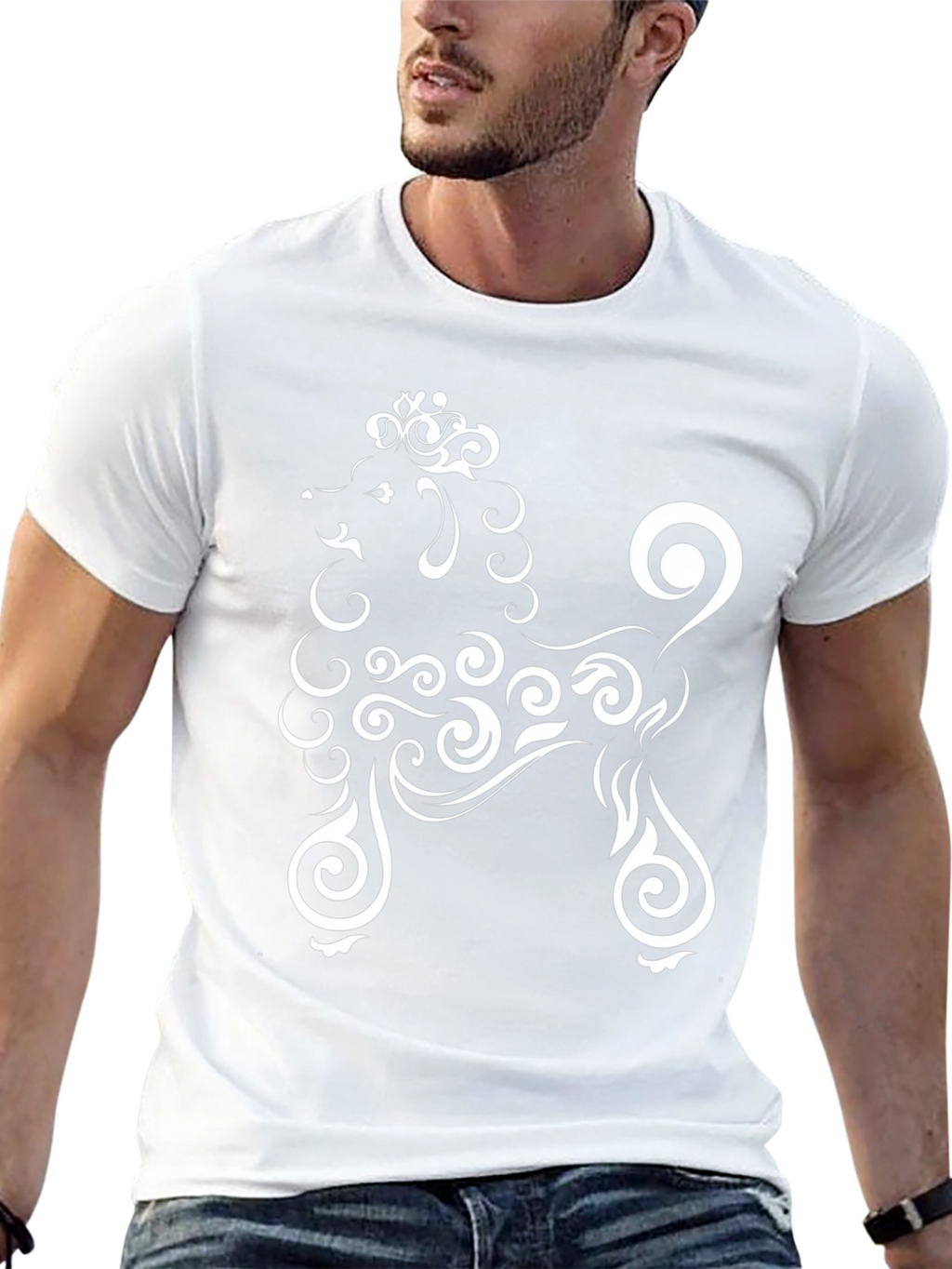 Stylish Black T-Shirt with Poodle Design