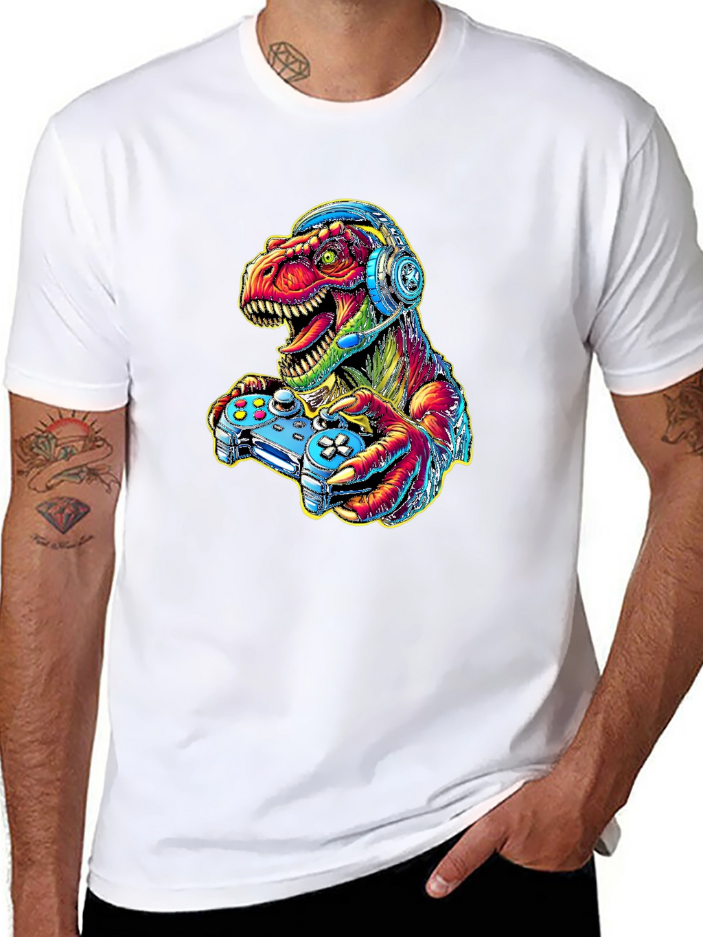 Gamer Dino T-Shirt - Cool Graphic Tee