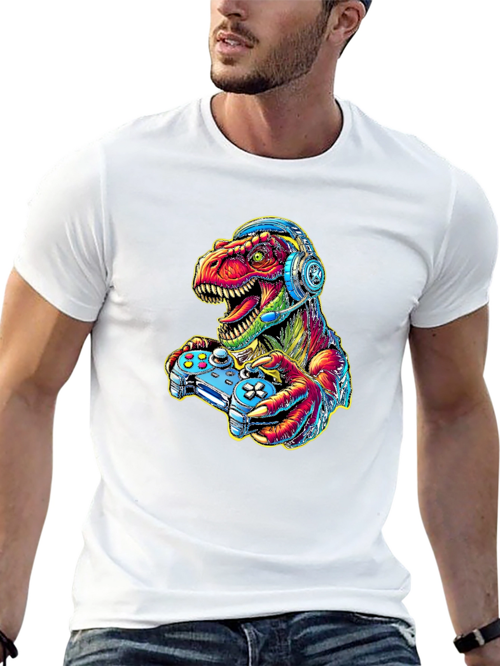 Gamer Dino T-Shirt - Cool Graphic Tee
