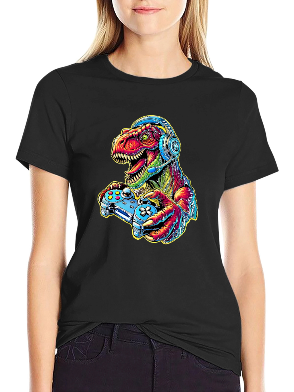 Gamer Dino T-Shirt - Cool Graphic Tee